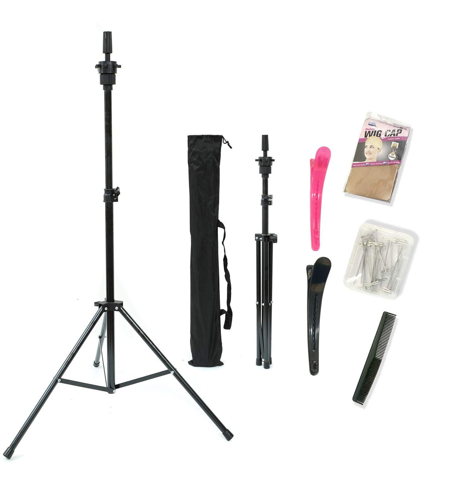 Adjustable Wig Stand Tripod for Styling and Training with Carry Bag - Black - Buy Online on GoSupps.com