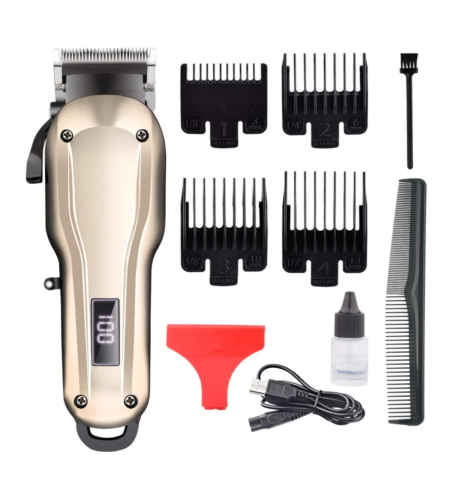 Hair Clippers Hair Trimmer for Men Baby Barber Clippers Hair Cutting Cordless Rechargeable LCD Display Gun Brown Color - Buy Online on GoSupps.com
