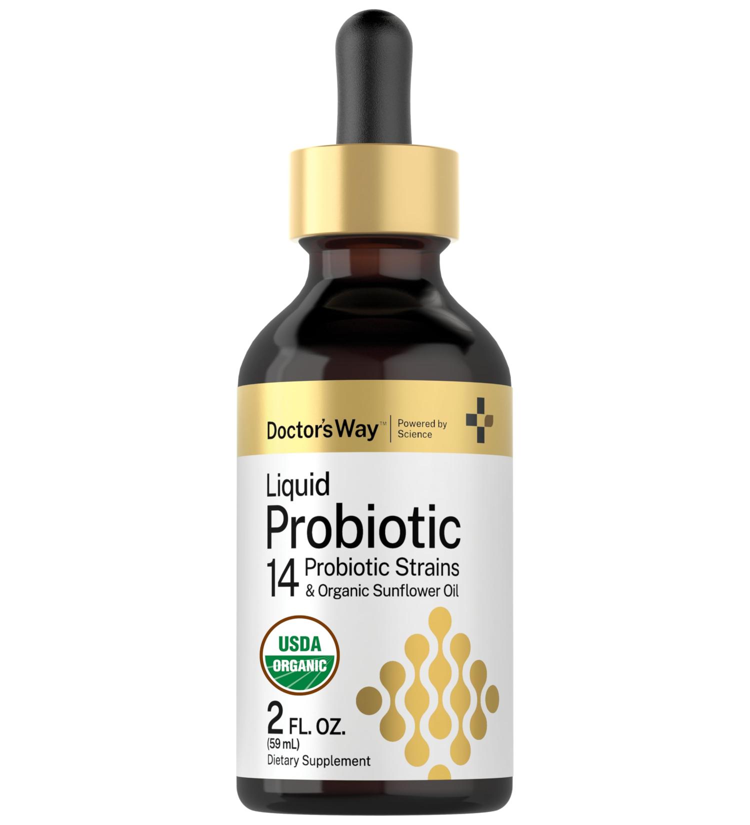 Doctor's Way Liquid Probiotic | 2 fl oz | 14 Probiotic Strains with Organic Sunflower Oil | Non-GMO Supplement - Buy Online on GoSupps.com