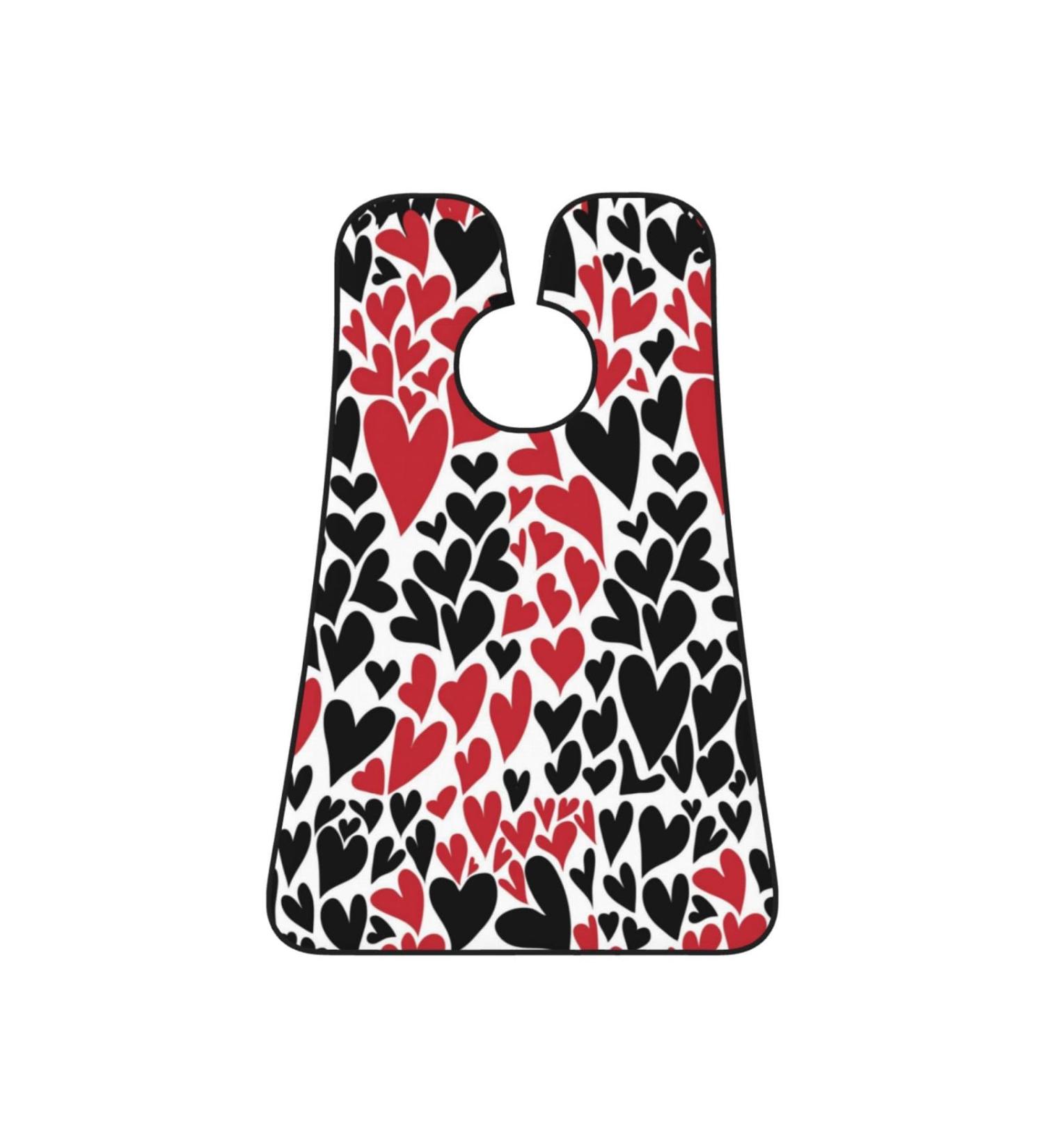 Red Black Heart Beard Bib - Valentine's Day Grooming Cloth Non-Stick Hair Catcher & Apron for Men | Perfect Gift - Buy Online on GoSupps.com