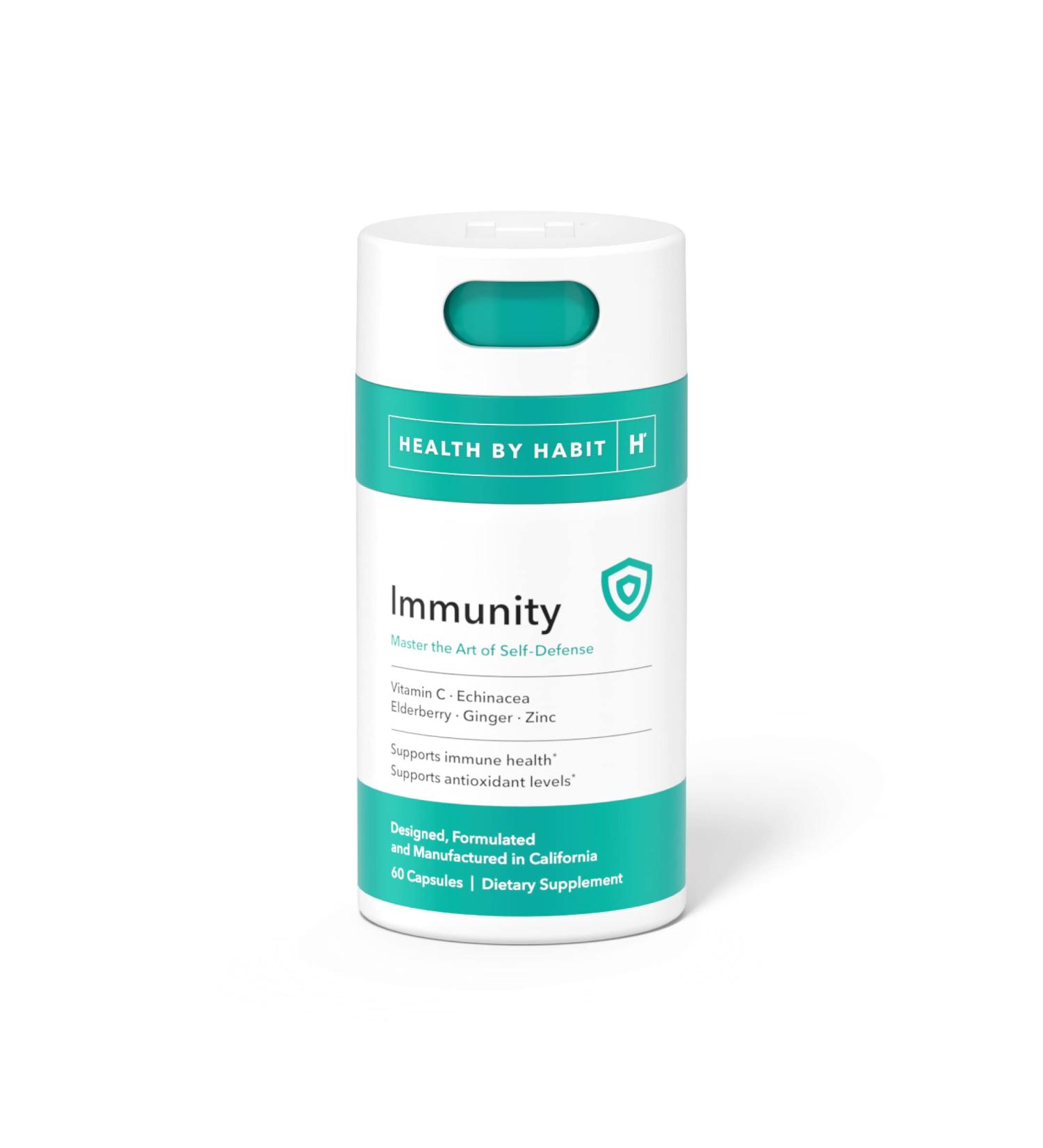 Health By Habit Immunity Supplement - 60 Capsules | Echinacea, Elderberry, Zinc Blend | Boost Immune Health | Vegan, Non-GMO, Sugar Free - Buy Online on GoSupps.com