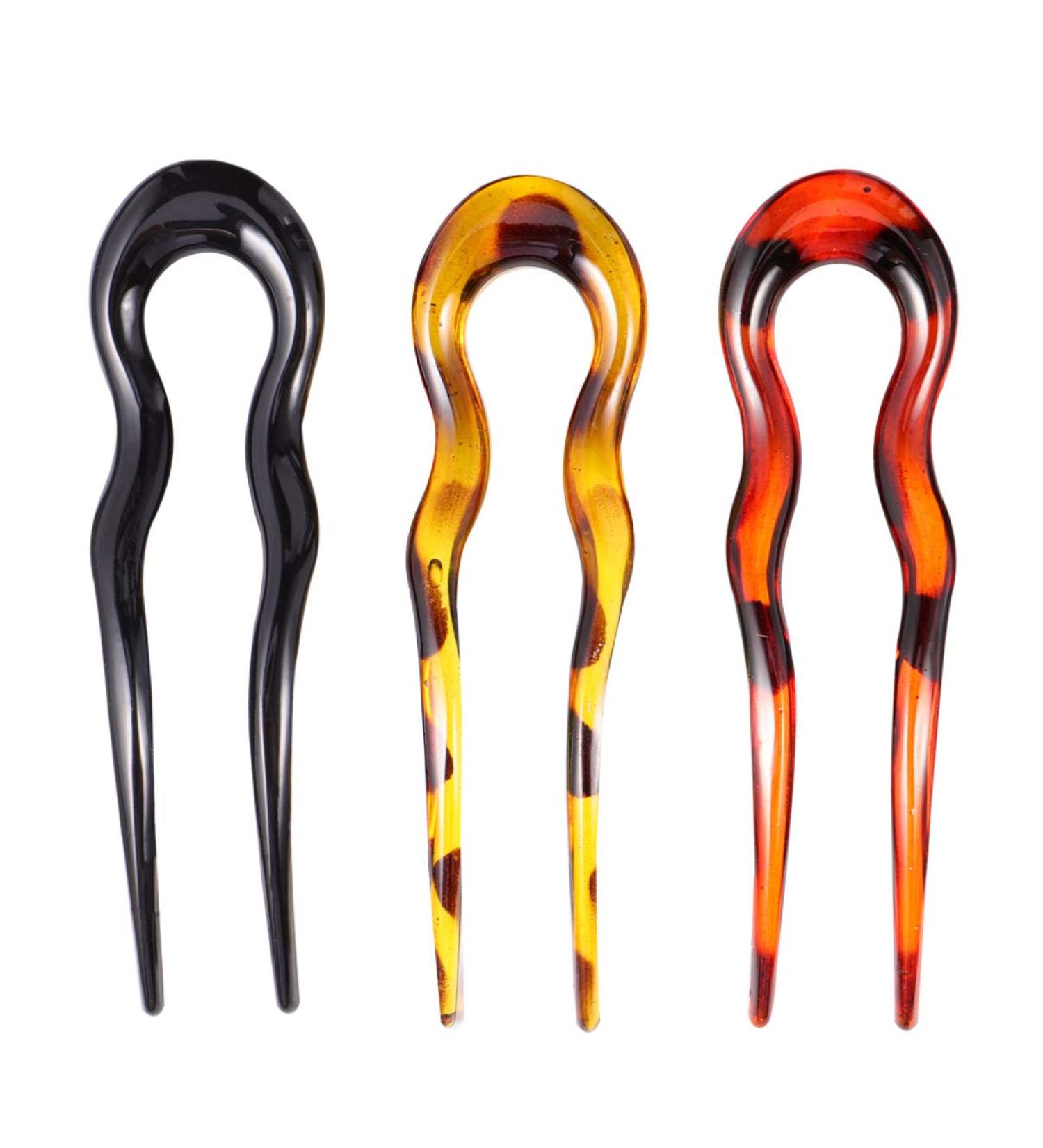 Frcolor 3Pcs U-Shaped Hair Forks - Chinese Style Hair Clips & Pins for Stylish Women | Elegant Hair Jewelry Accessories - Buy Online on GoSupps.com