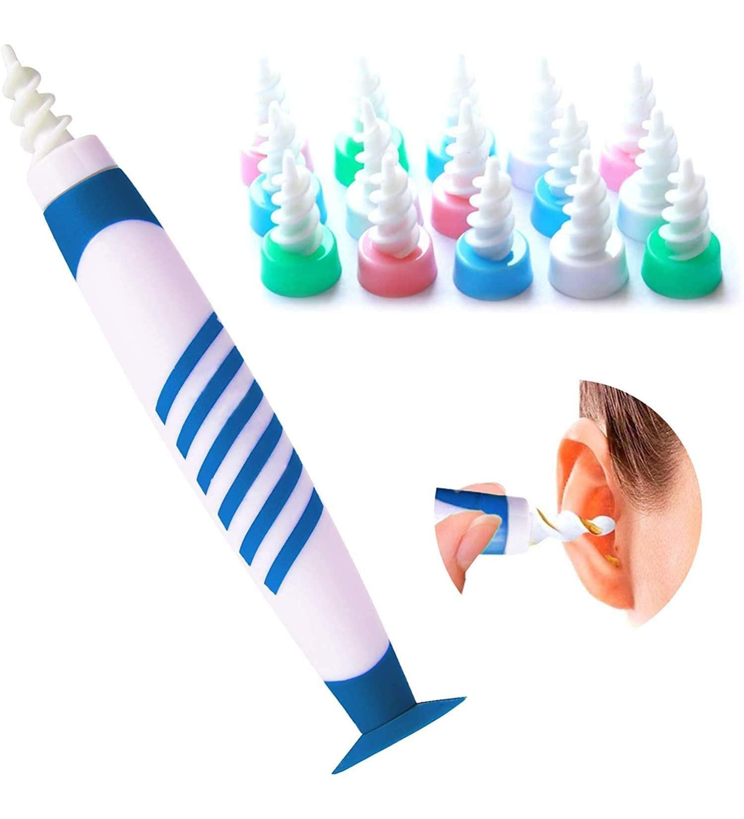 Ear Wax Remover Tool with 16 Replaceable Heads for Adults and Children - White - Buy Online on GoSupps.com