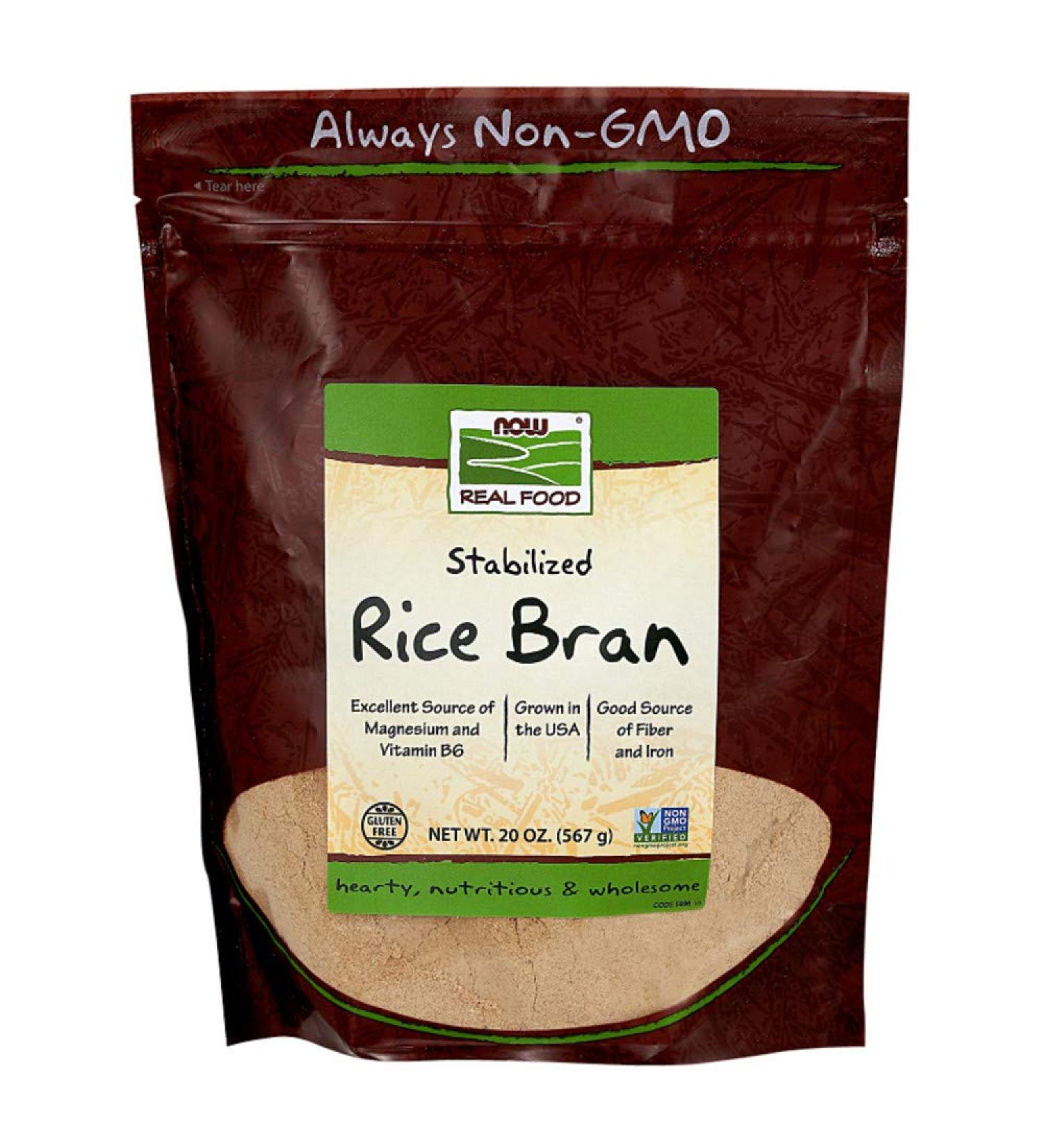 Now Foods Real Food Stabilized Rice Bran 20 oz (567 g) - Buy Online on GoSupps.com