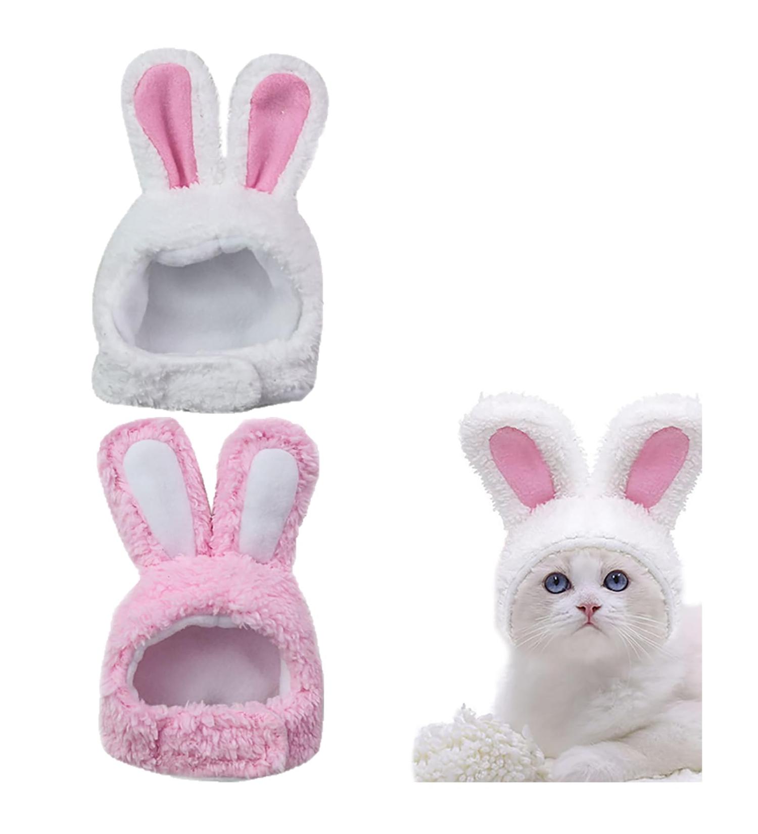 LZZEM 2PCS Pet Headwear Hat Cute Costume Bunny Rabbit Hat with Ears Pet Cap Party Costume Headwear Rabbit Hat Headband for Cats and Small Dogs Kitten Puppy Party Costume Accessory - Buy Online on GoSupps.com