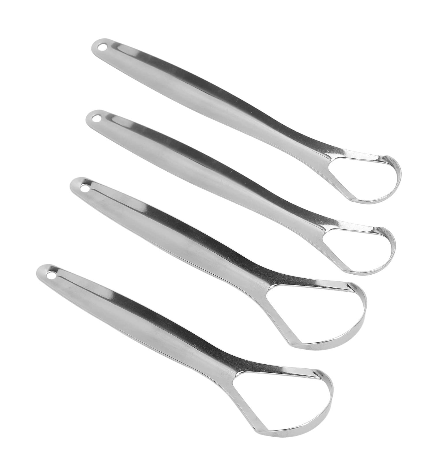 Stainless Steel Adult Tongue Scraper Set - Portable Reusable Fresh Breath Cleaner (2pcs, S) - Buy Online on GoSupps.com