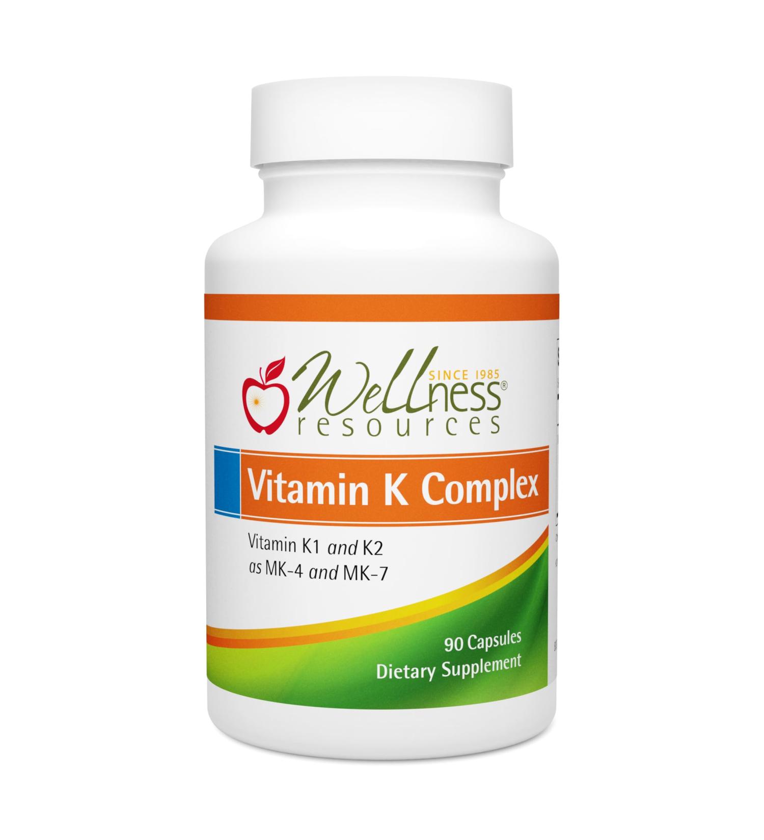 Wellness Resources Vitamin K Complex Supplement - 600 mcg Vitamin K2 (as MK-4 and Trans MK-7) and 1000 mcg K1- Bone Strength and Heart Health - K2 Vitamin Supplement - 90 Capsules Non-GMO - Buy Online on GoSupps.com