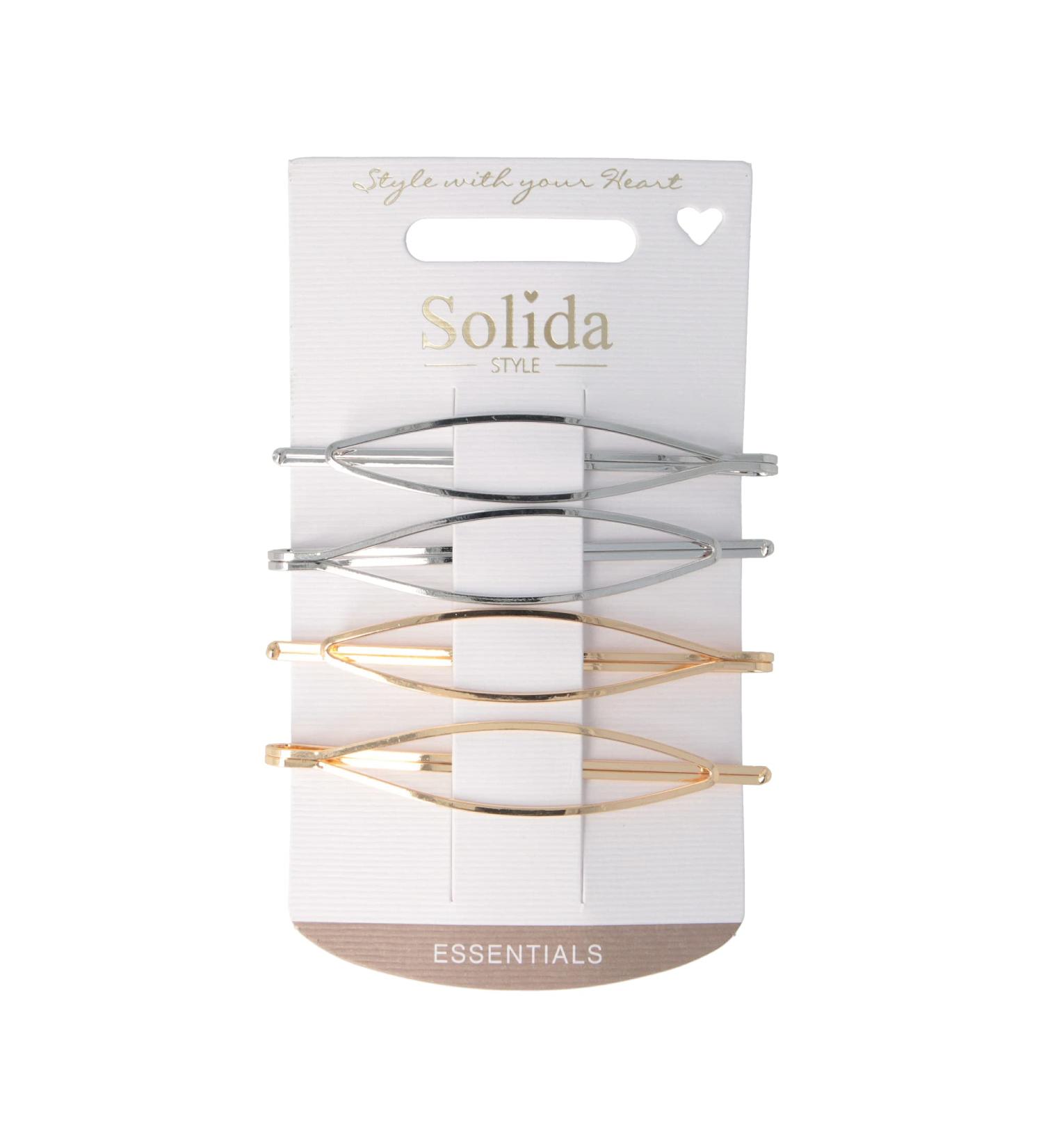 Solida Essentials hair clip oval gold-silver 4 pieces