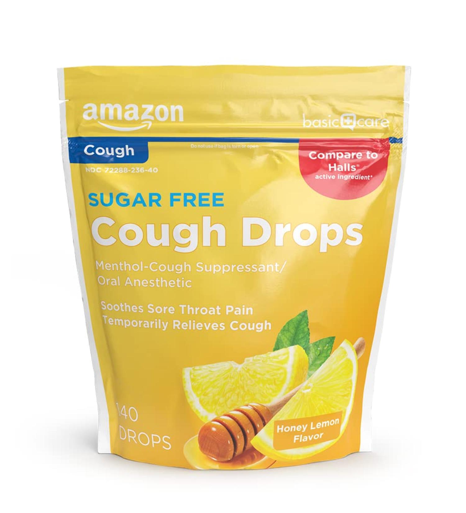 Amazon Basic Care Sugar Free Honey Lemon Cough Drops 140ct - Soothing Relief (Formerly SoundHealth) - Buy Online on GoSupps.com
