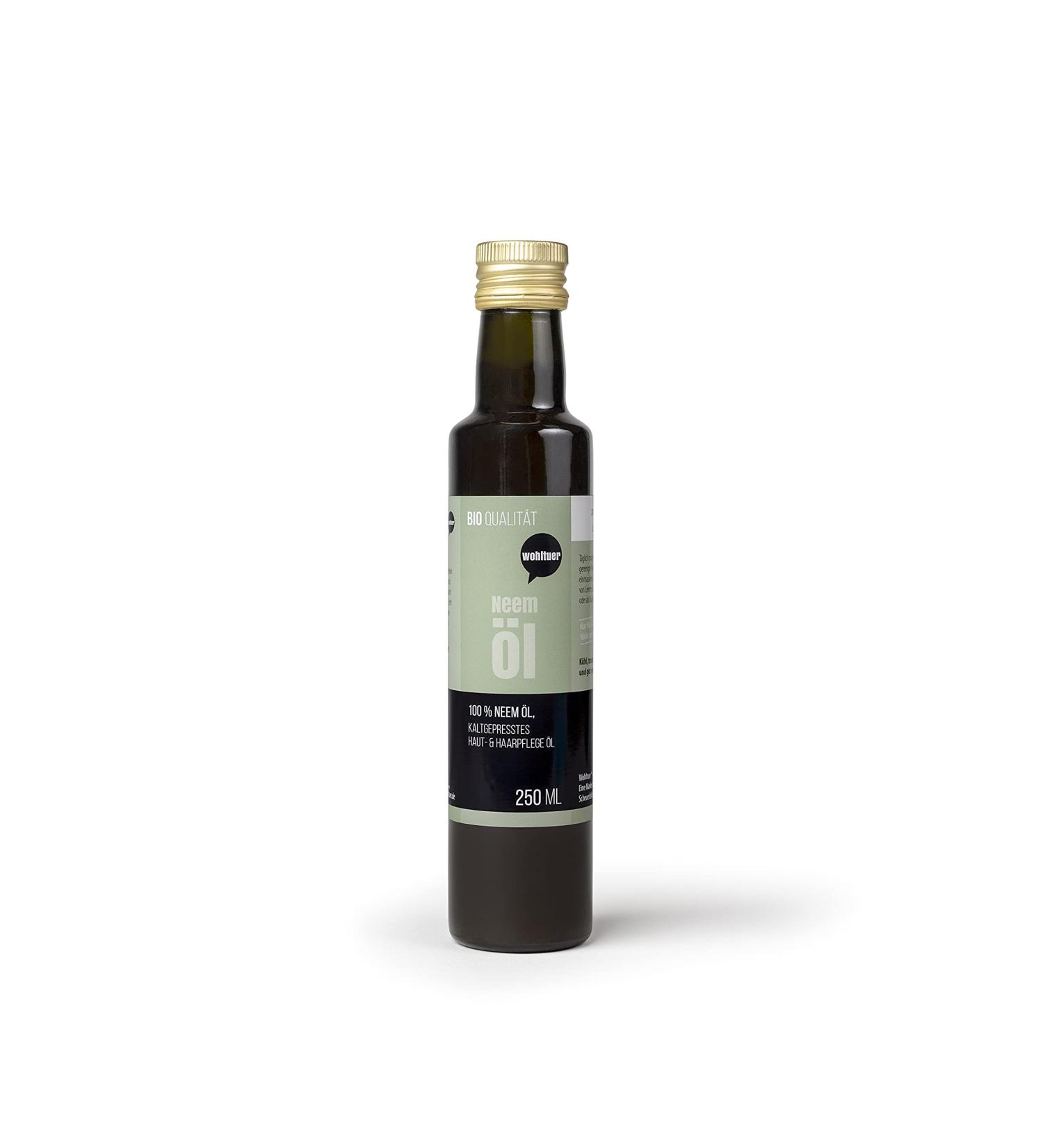 Wohltuer Organic Neem Oil 250 ml - Cold-Pressed Neem Oil for Cosmetics Insect Repellent & Plant Care | 100% Pure Vegetable Oil - Buy Online on GoSupps.com