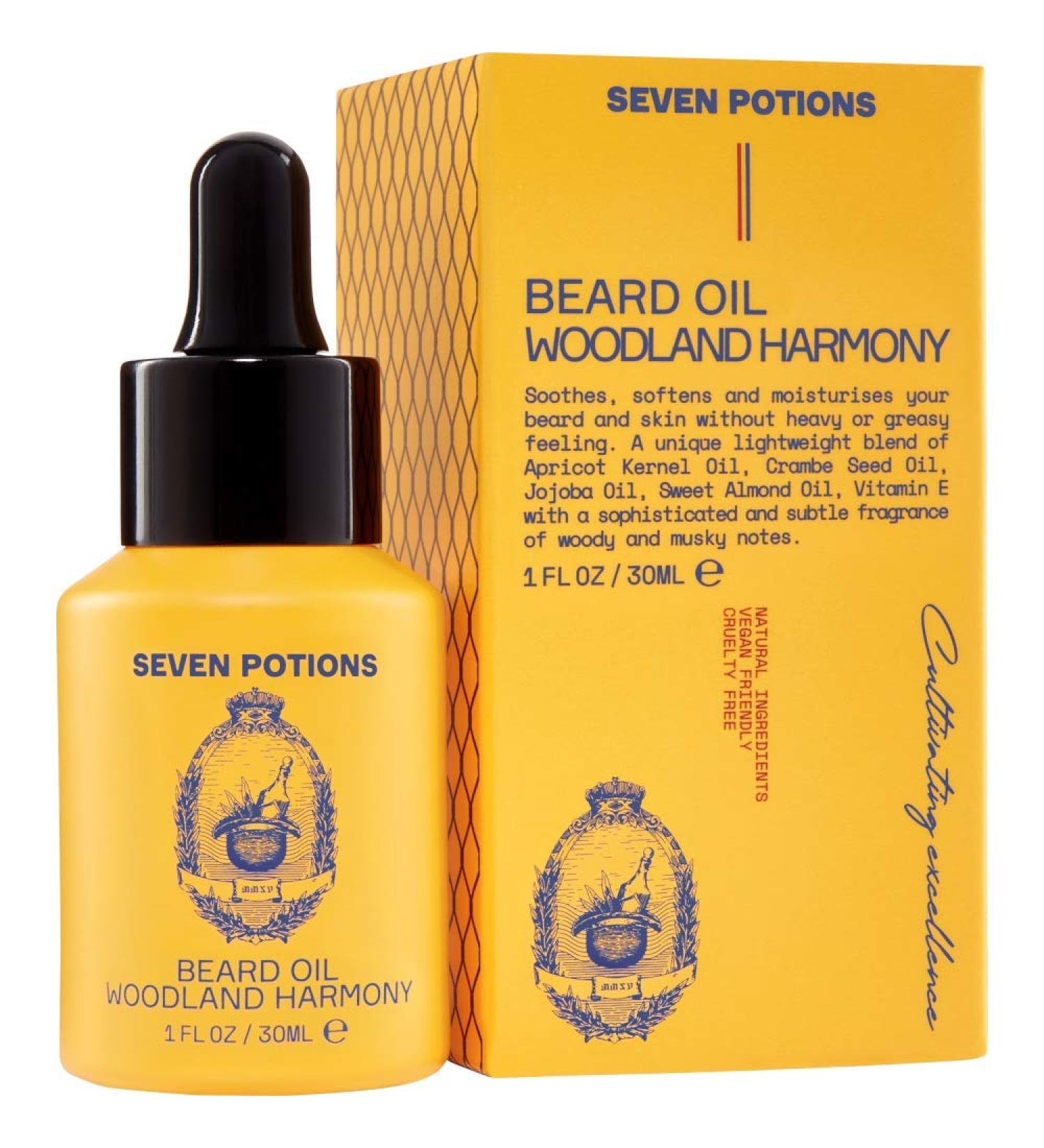 Seven Poons Premium Bart l for Men - Jojoba Oil for Hair & Skin Care Natural & Vegan - Woodland Harmony 30ml - Buy Online on GoSupps.com