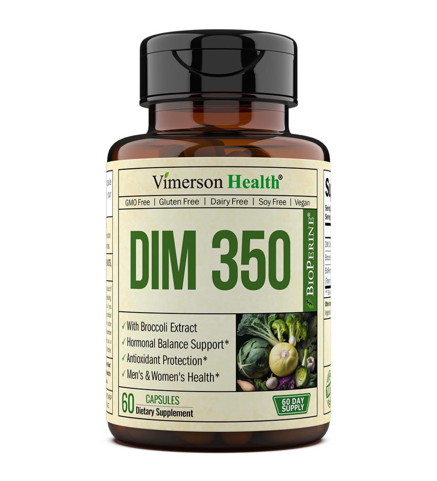 DIM Supplement with Bioperine 350mg - Hormone Balance for Women & Men - 60 Capsules for Enhanced Absorption & Hormonal Support - Buy Online on GoSupps.com