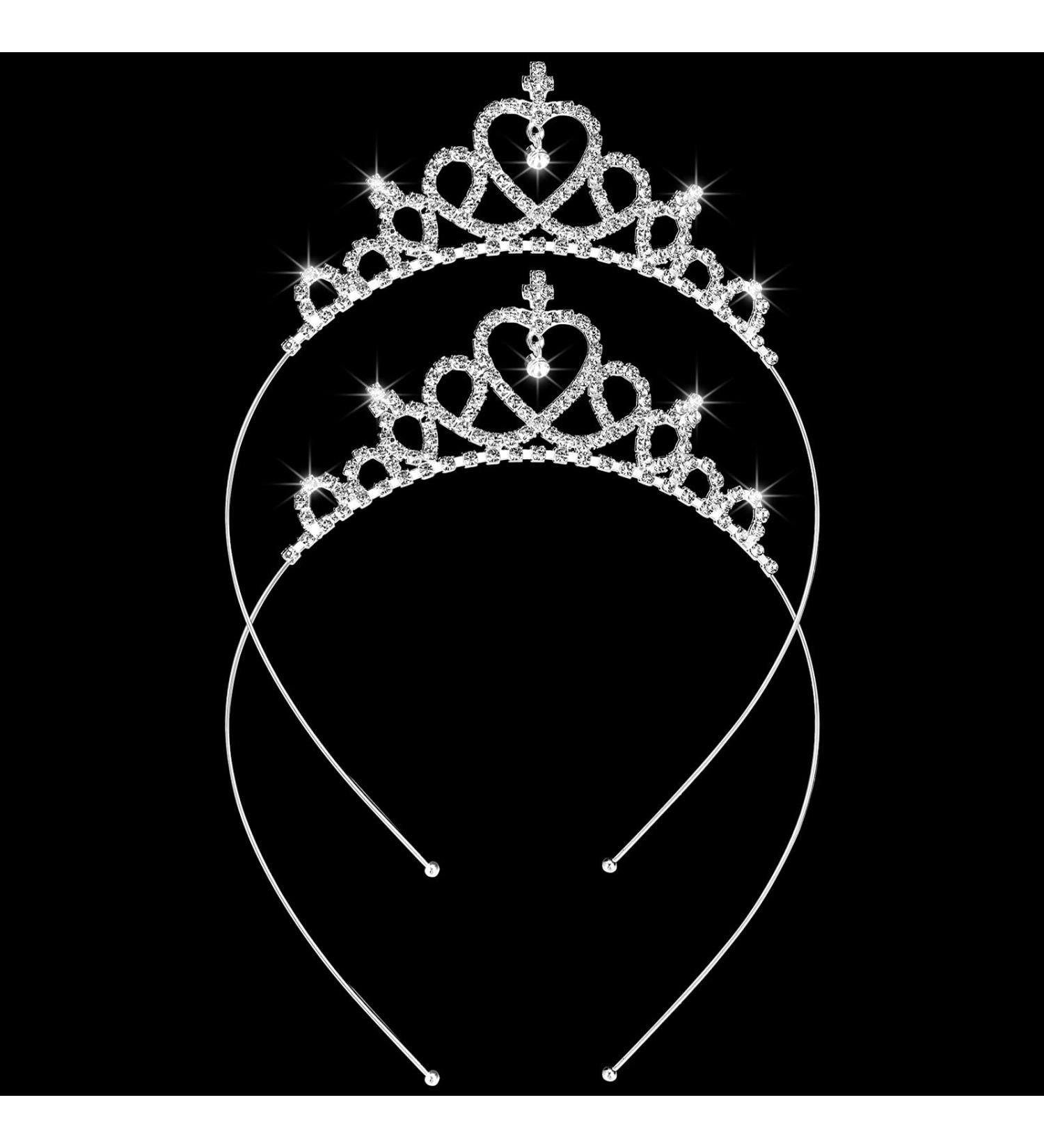 Makone Girls Crystal Tiara Princess Crown Headband - 2 Piece Set for Birthday Party & Wedding - Buy Online on GoSupps.com