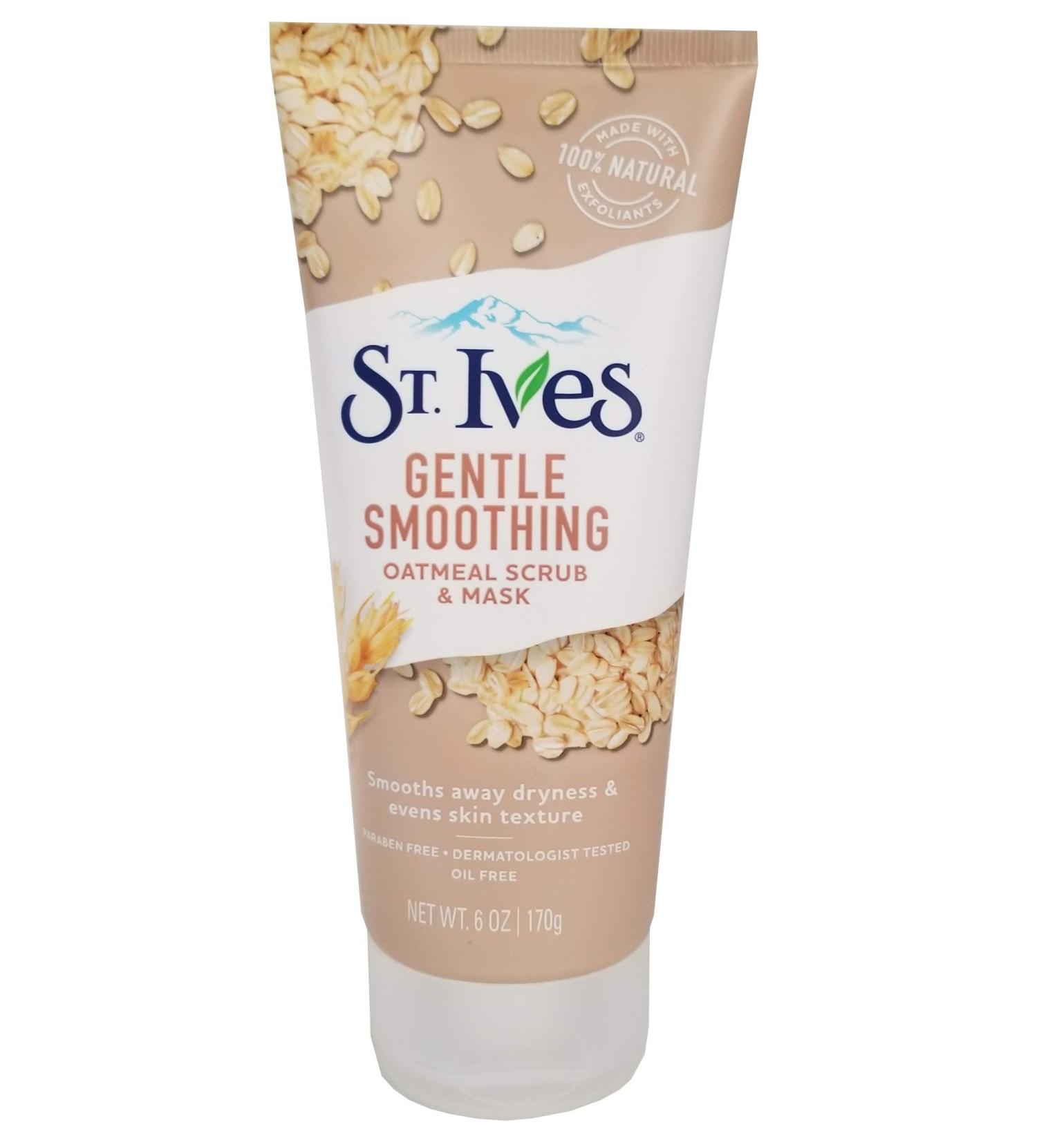 ST IVES Nourished & Smooth Oatmeal Scrub + Mask 170g-Walnut Shell Powder Gently Buffs Away Dull Skin When Used as a face Scrub