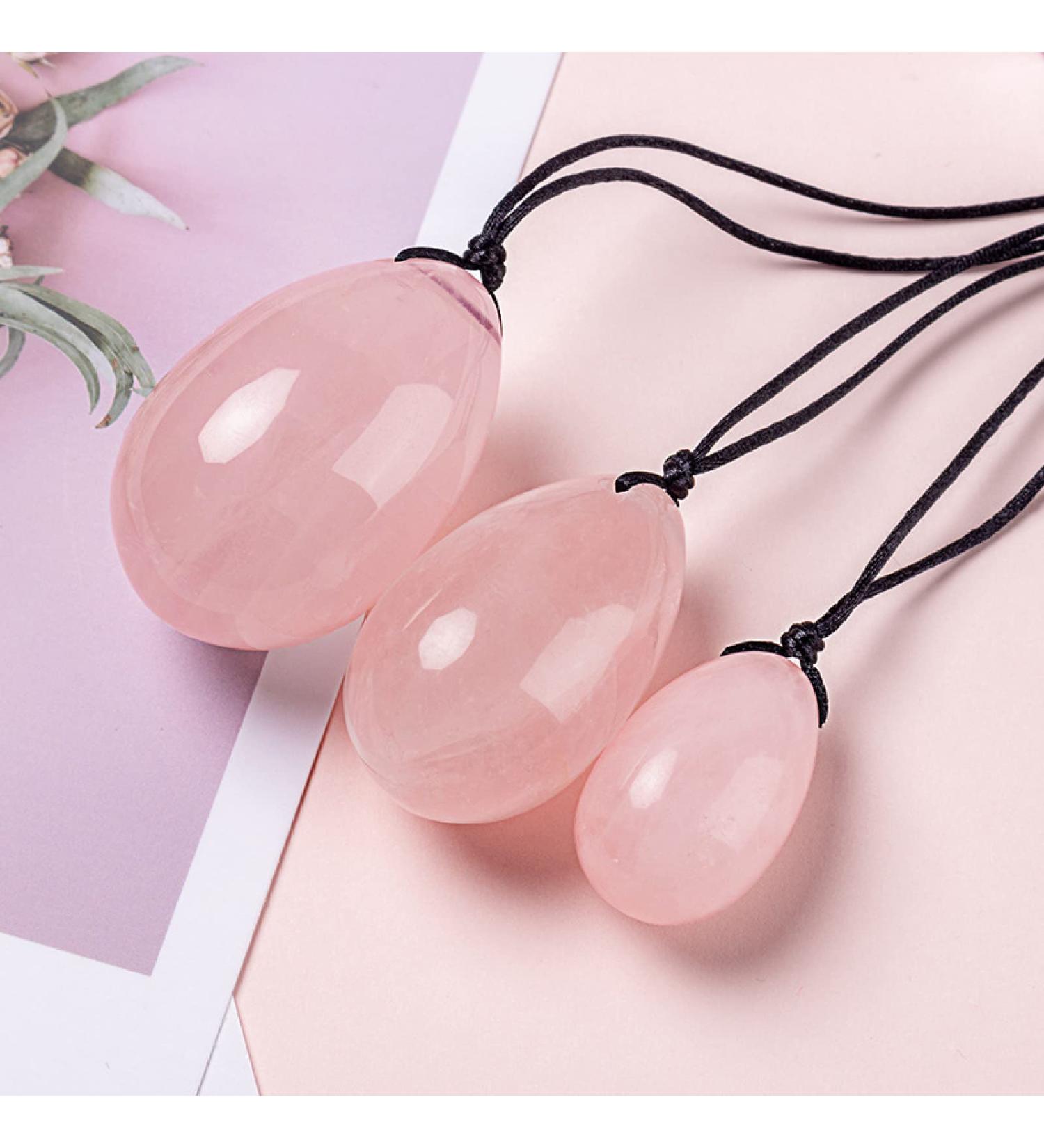 100% Pure Natural Rose Quartz Egg Set | Kegel Exercise Balls & Massage Balls | Black L Enhance Your Wellness & Intimacy - Buy Online on GoSupps.com
