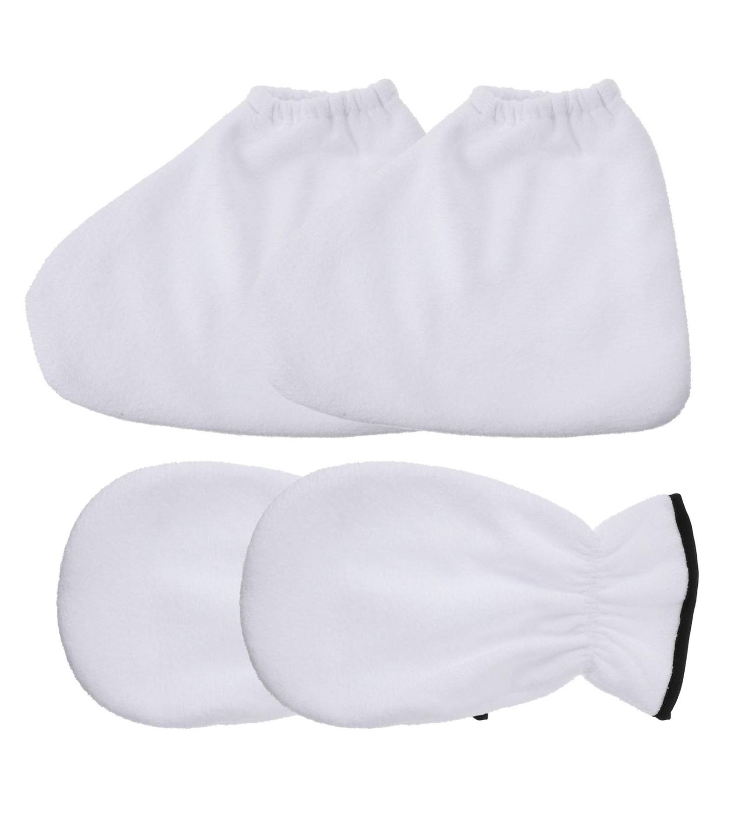 Moufles de Soin Mains et Chaussettes Pieds en Cire de Paraffine 2 Pi ces Blanc Hydratant Spa Domicile Maintien Chaleur Peau - Buy Online on GoSupps.com