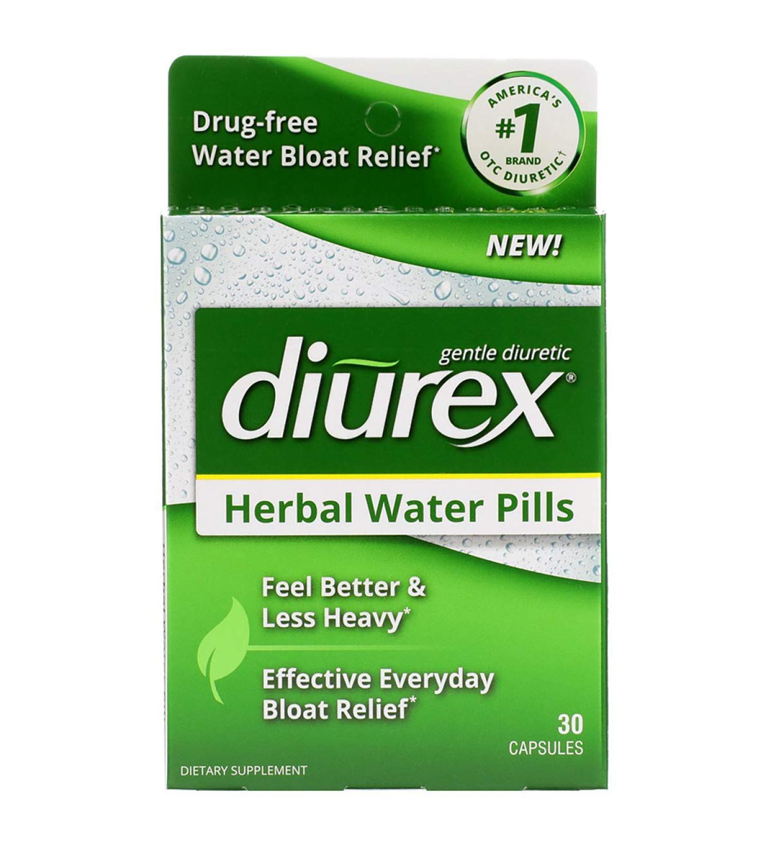 Diurex Herbal Water Pills - Drug-Free Relief from Water Bloat - 30 Count - Buy Online on GoSupps.com