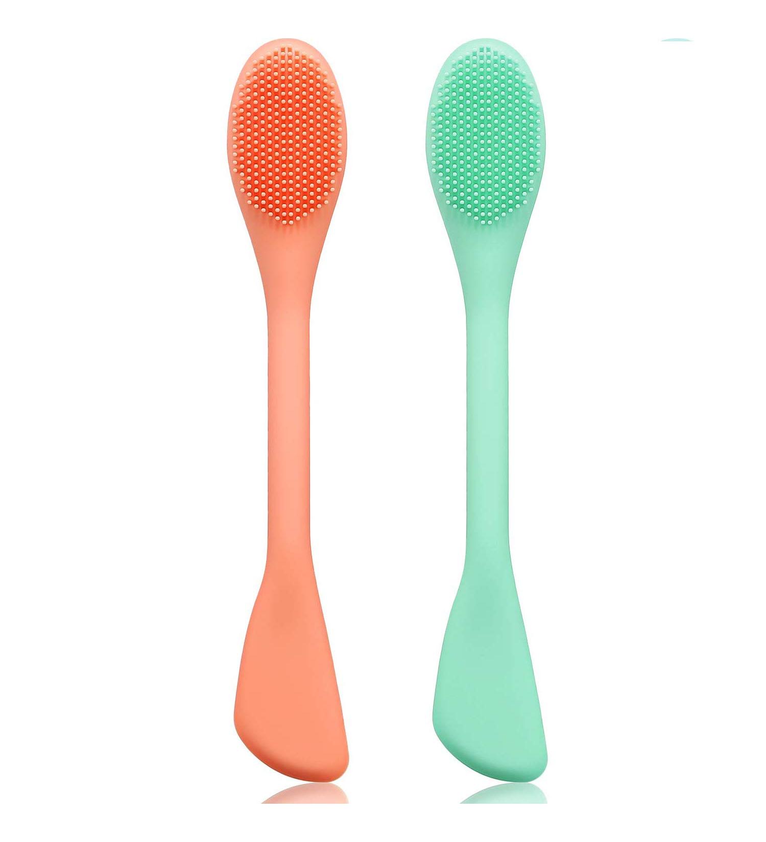 Silicone Face Mask Brush Applicator Set - Facial Makeup Remover Scrubber for Clay, Mud, Charcoal Masks - 2 Pack Red+Green - Buy Online on GoSupps.com