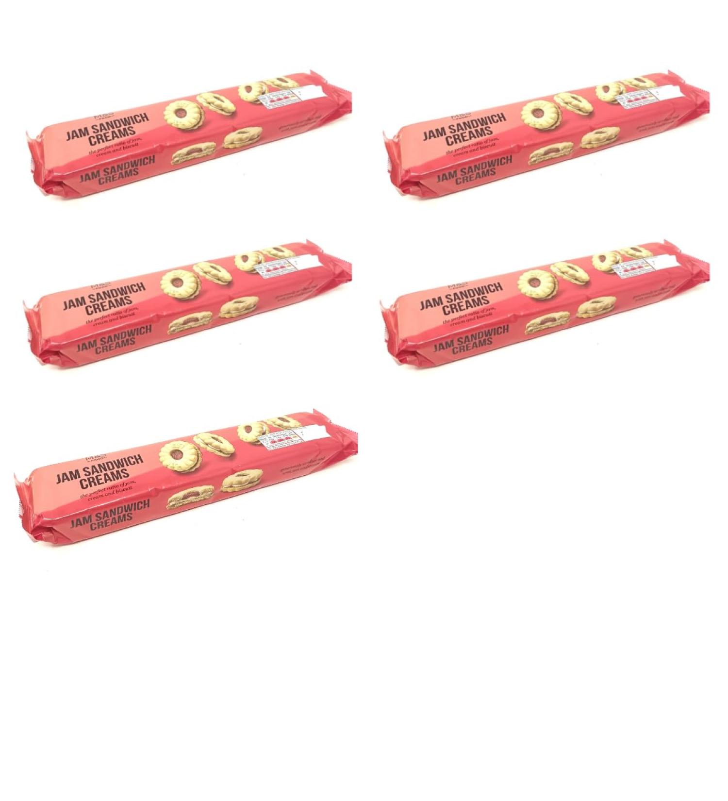 M&S Jam Sandwich Creams 155g The Perfect Ratio of Jam Cream & Biscuit - 5 Pack in a Premier Life Store Box - Buy Online on GoSupps.com