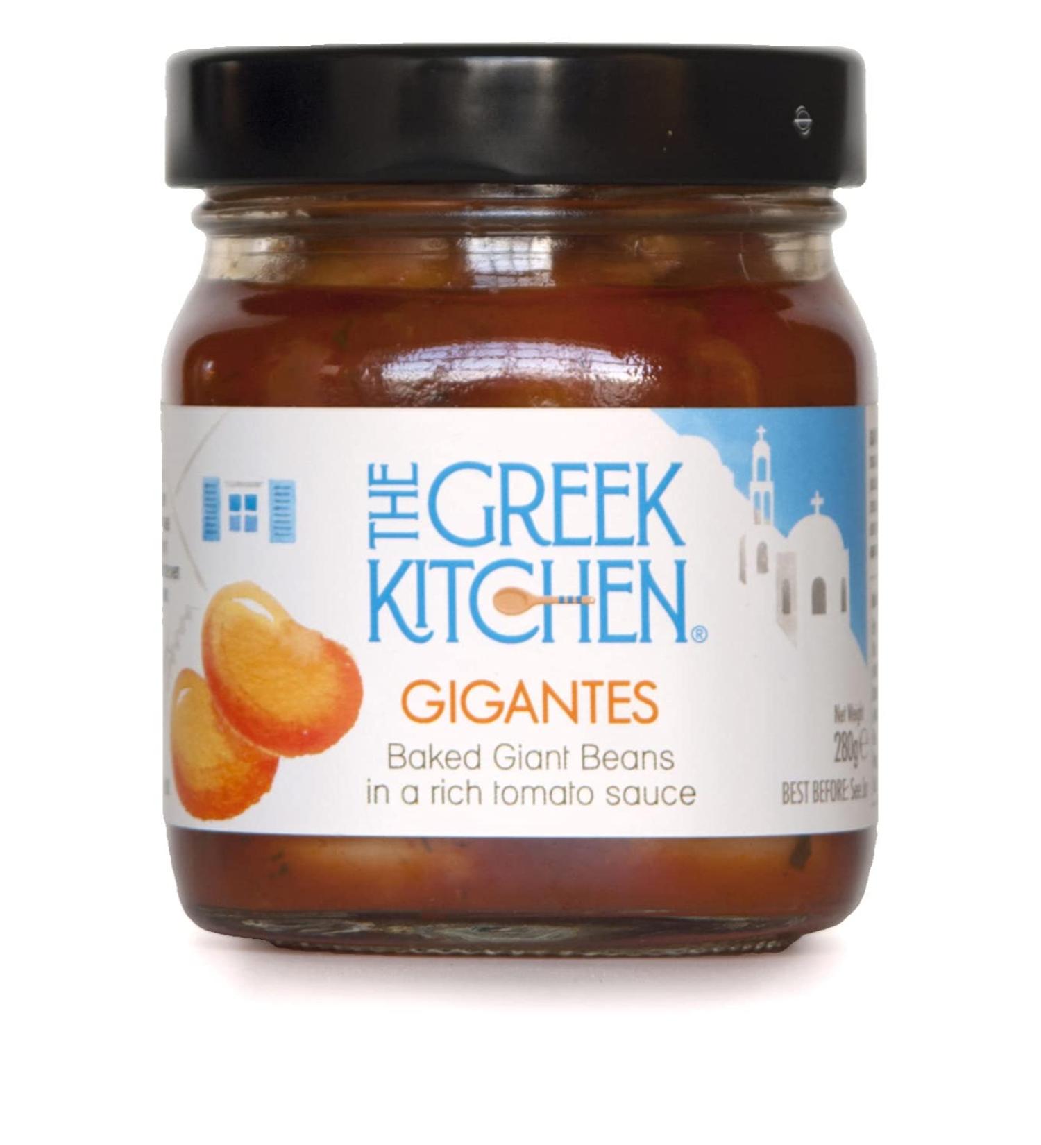 The Greek Kitchen Gigantes Baked Giant Beans in Tomato Sauce - Vegan Friendly - 280g - Buy Online on GoSupps.com