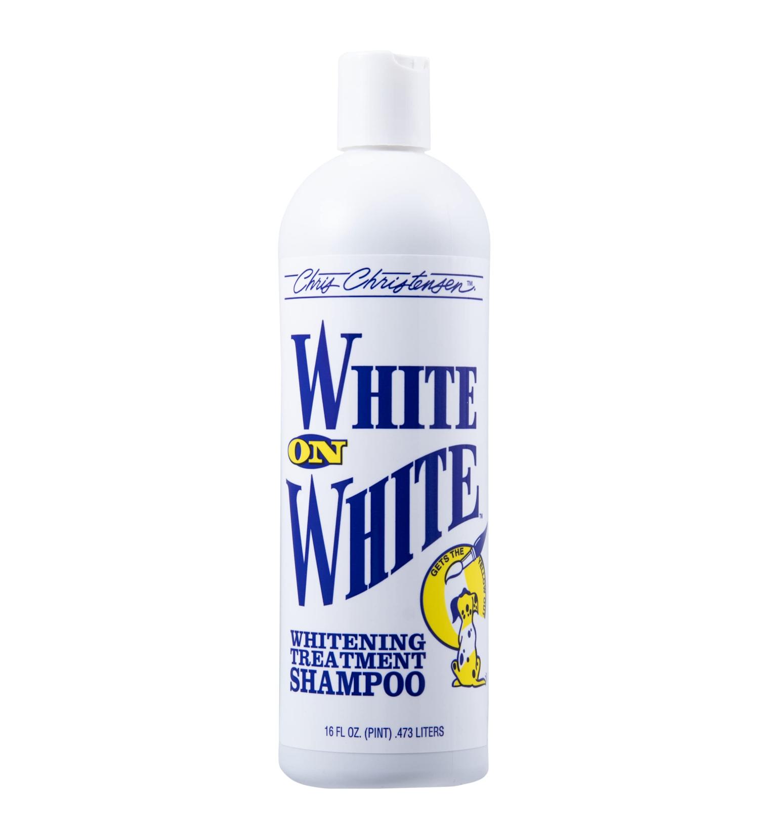 Chris Christensen White on White Dog Shampoo 16oz - Professional Grade, Brightens White & Colors, Removes Stains, Safe & Gentle Formula, Made in USA - Buy Online on GoSupps.com