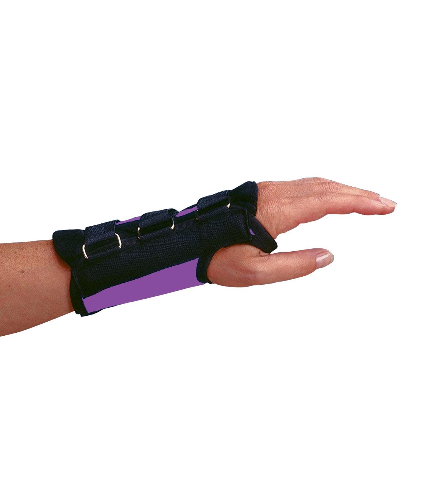 Rolyan Purple D-Ring Right Wrist Brace Size Medium Fits Wrists 6.75"-7.5" Wrist Brace 7" Long with Straps and D-Ring Connectors to Secure and Stabilize Hands and Wrists and Provide Comfort Right Medium