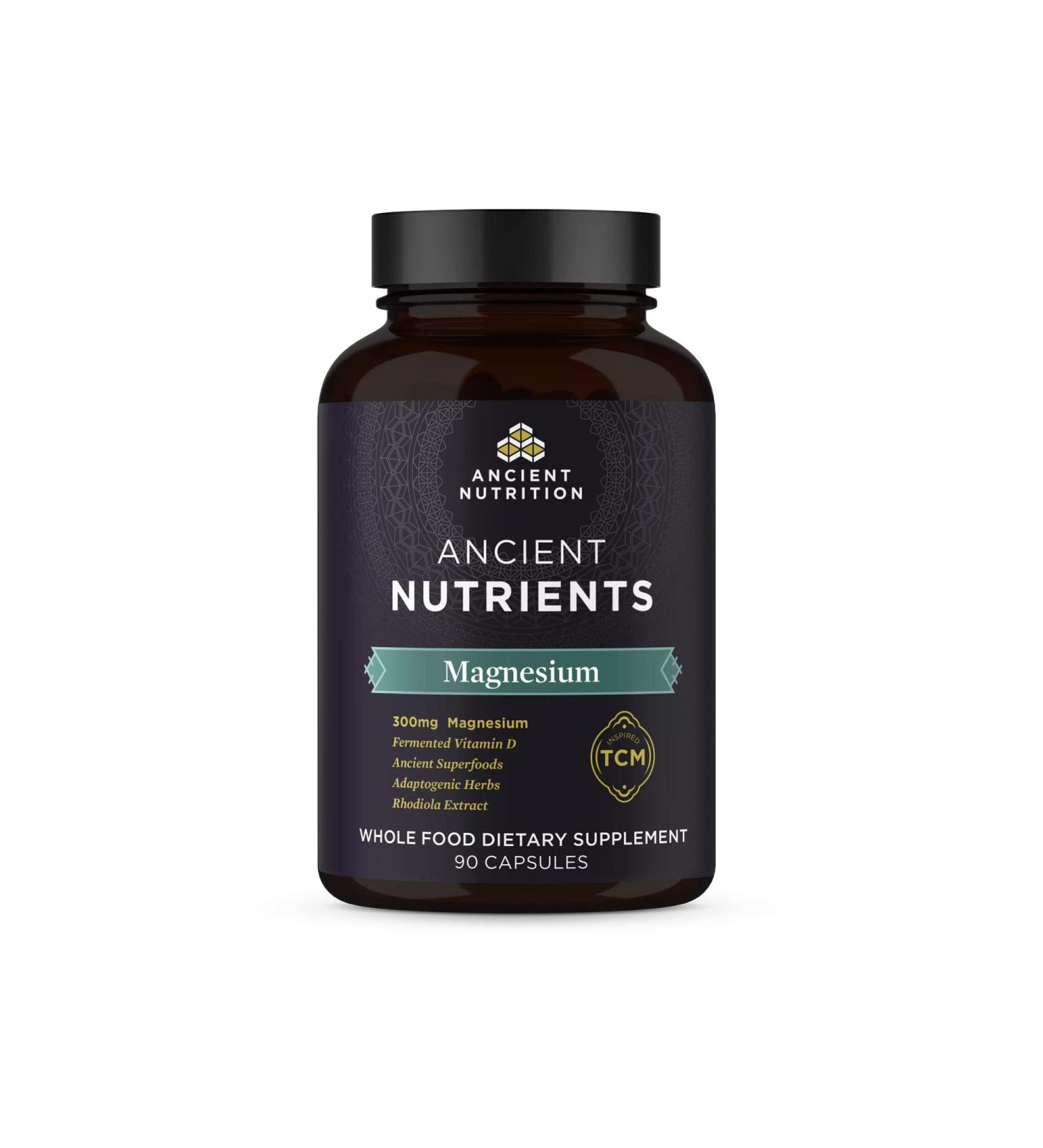 Ancient Nutrition Magnesium 300mg with Vitamin D | Immune Support, Adaptogenic Herbs | Enzyme Activated | 90 Capsules | Paleo & Keto Friendly - Buy Online on GoSupps.com