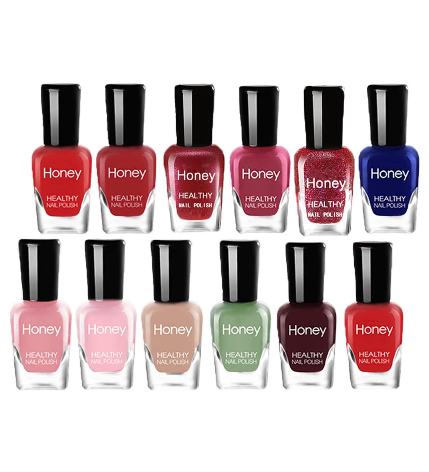 Organic Water Based Non Toxic Nail Polish Set for Women & Teens - Fast Dry, Easy Peel Off (12 Bottles 5ML) - Eco Friendly & Non Toxic - Style-1 - Buy Online on GoSupps.com