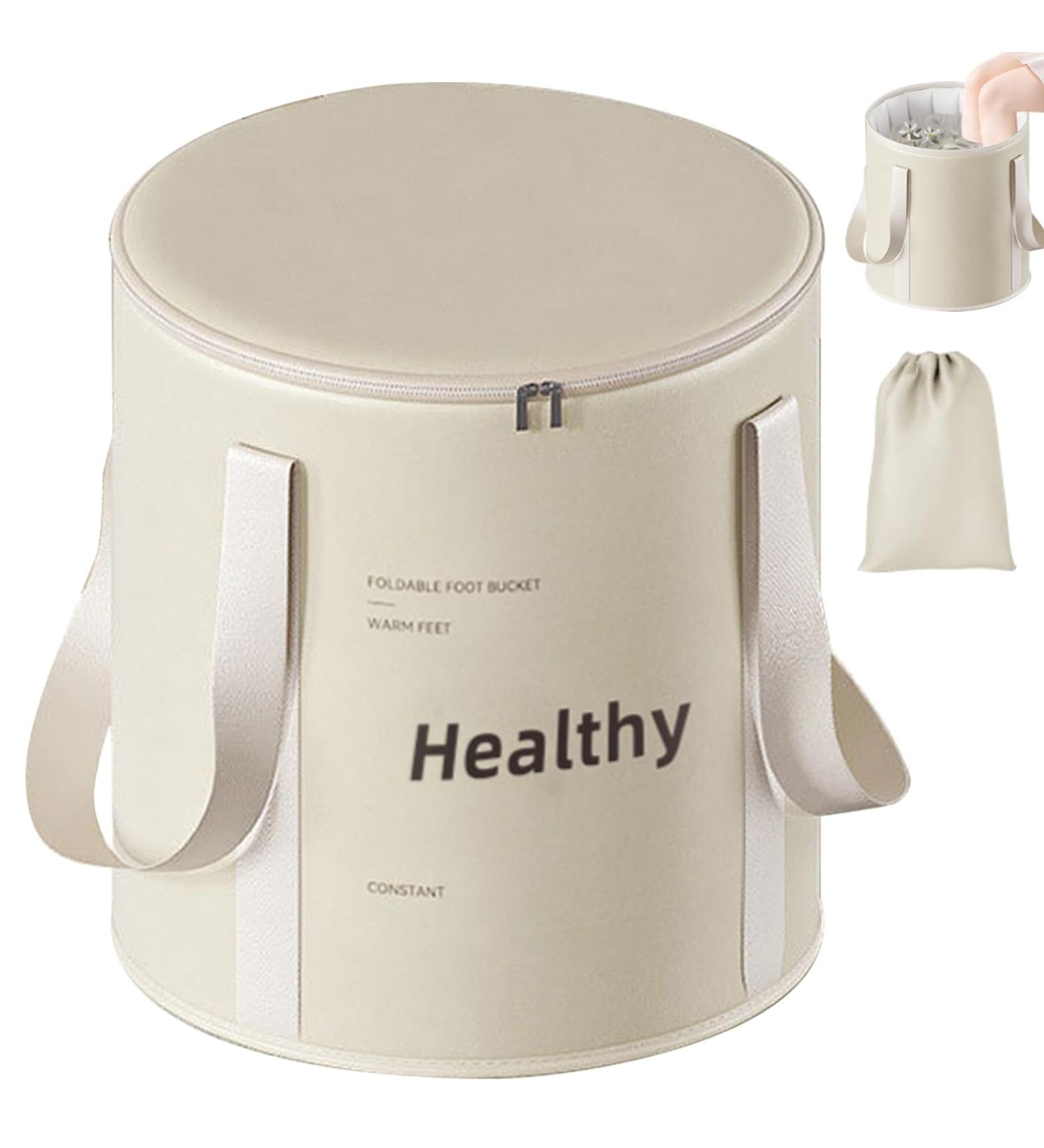 Collapsible Foot Bath with Zippered Lid Portable Foot Soaking Bucket Heat Retaining Non-slip Foot Bath Tub for Home Outdoor Champagne Foot Bath Bucket - Buy Online on GoSupps.com