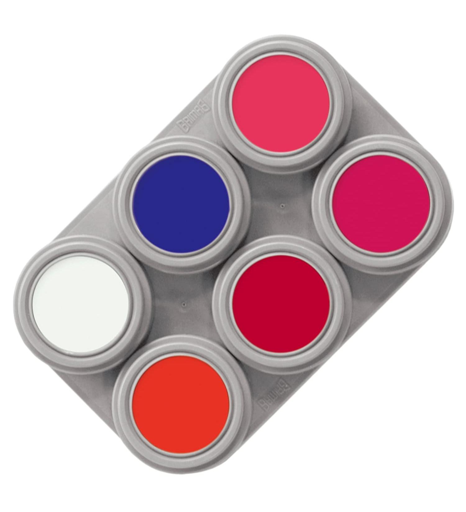 Grimas Professional Make-Up Palette Fluorescent - 6x2.5ml High-Quality UV Water-Based Multi-Colored Palette for Stunning Looks - Buy Online on GoSupps.com