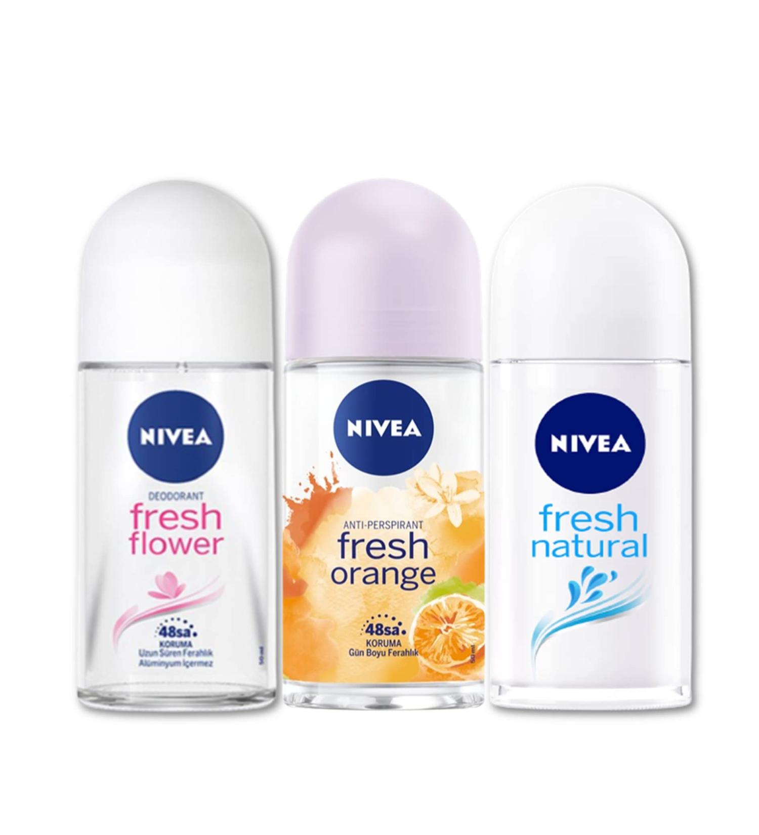 Buy NIVEA Fresh Series Roll-On Antiperspirant Deodorant - Alcohol-Free 48 Hour Protection Natural & Orange Scent - 1.7 oz Pack of 3 | International Shipping Available - Buy Online on GoSupps.com
