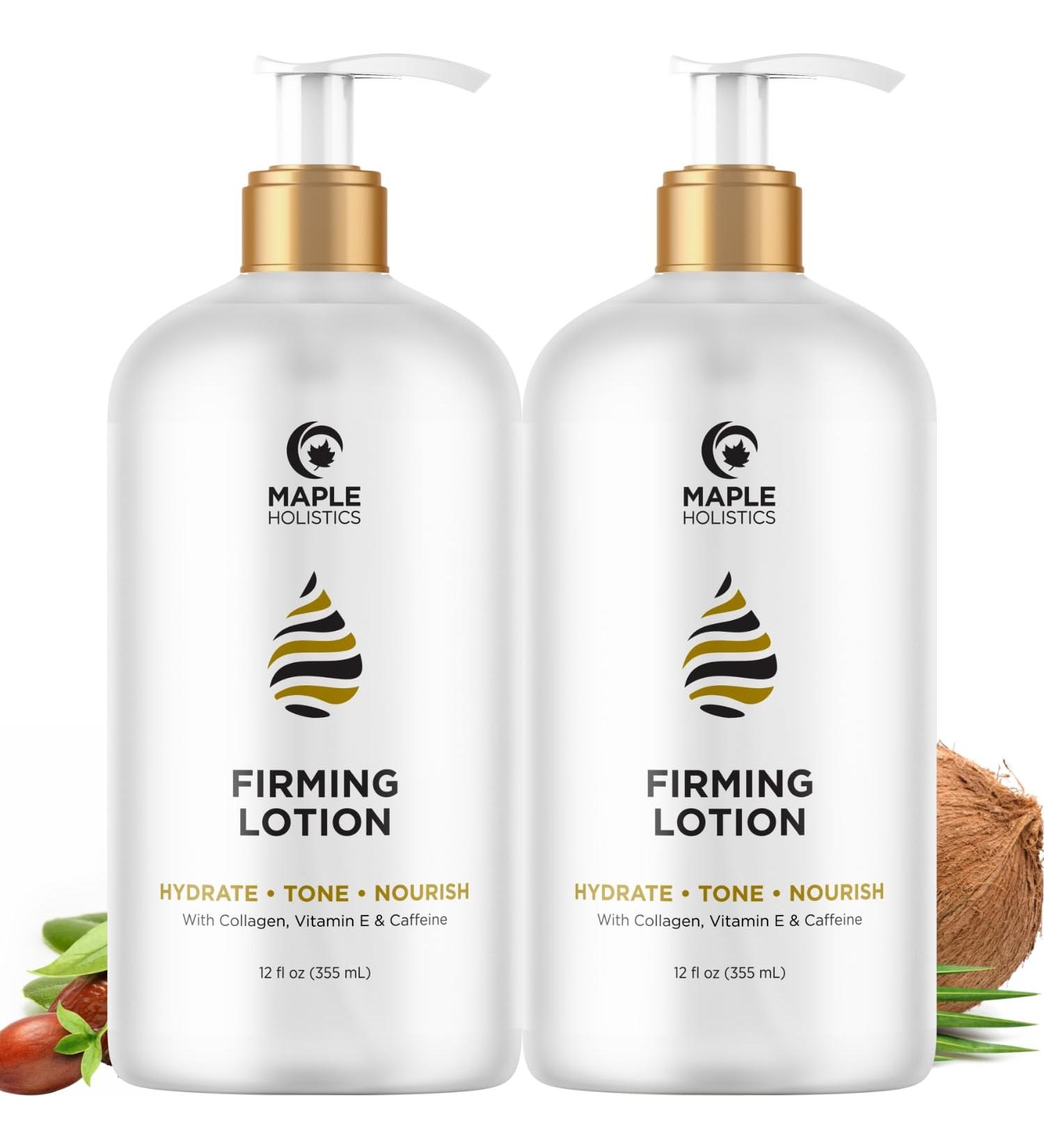 Maple Holistics Skin Firming Body Lotion for Women - Caffeine & Collagen Body Lotion with Hyaluronic Acid for Dry Crepey Loose Skin and Cellulite (2 Pack) Sweet Almond 1 Count (Pack of 2) - Buy Online on GoSupps.com