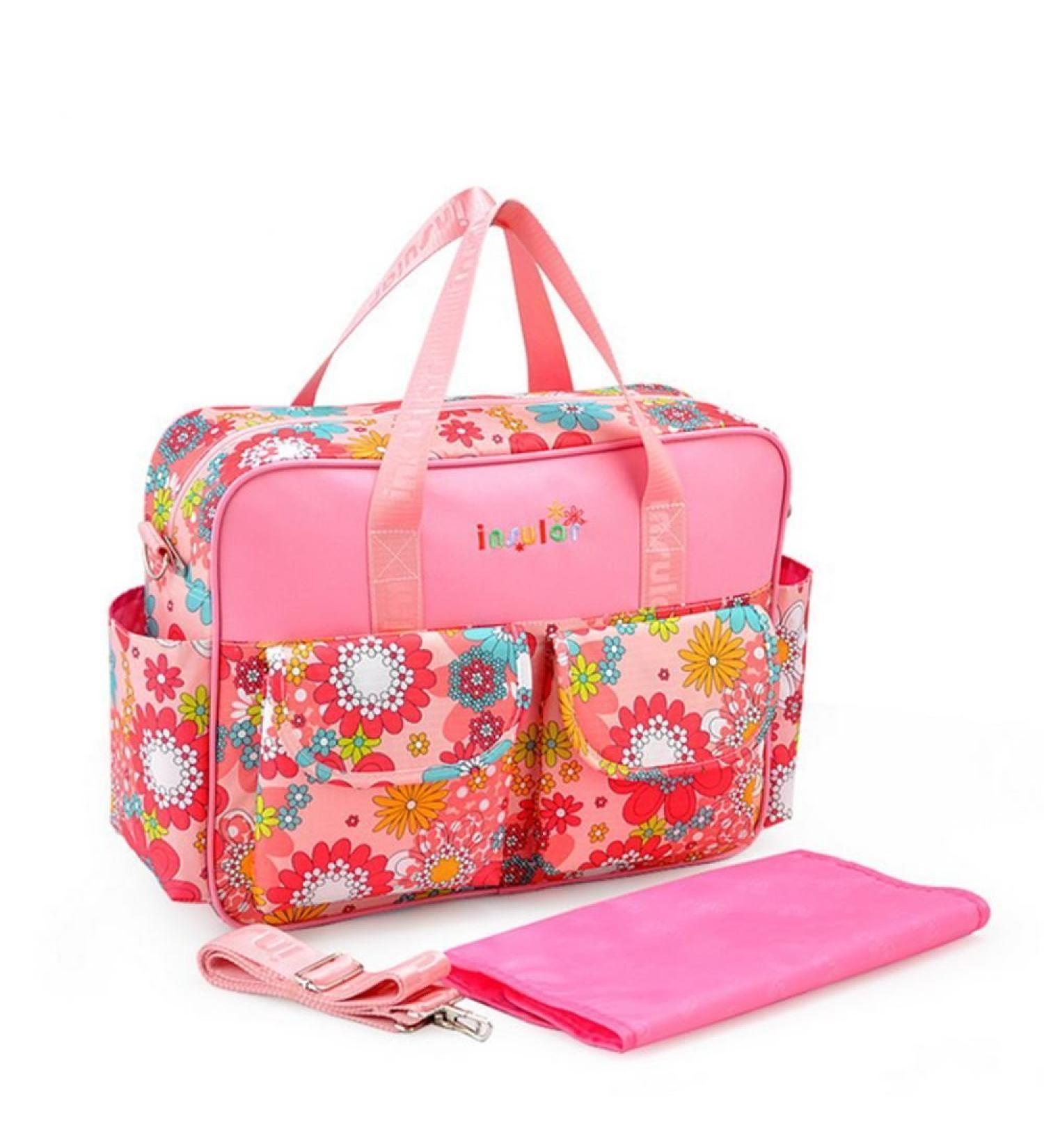 Kamay's Waterproof Mummy Diaper Bag with Changing Mat - Red Daisy - Buy Online on GoSupps.com