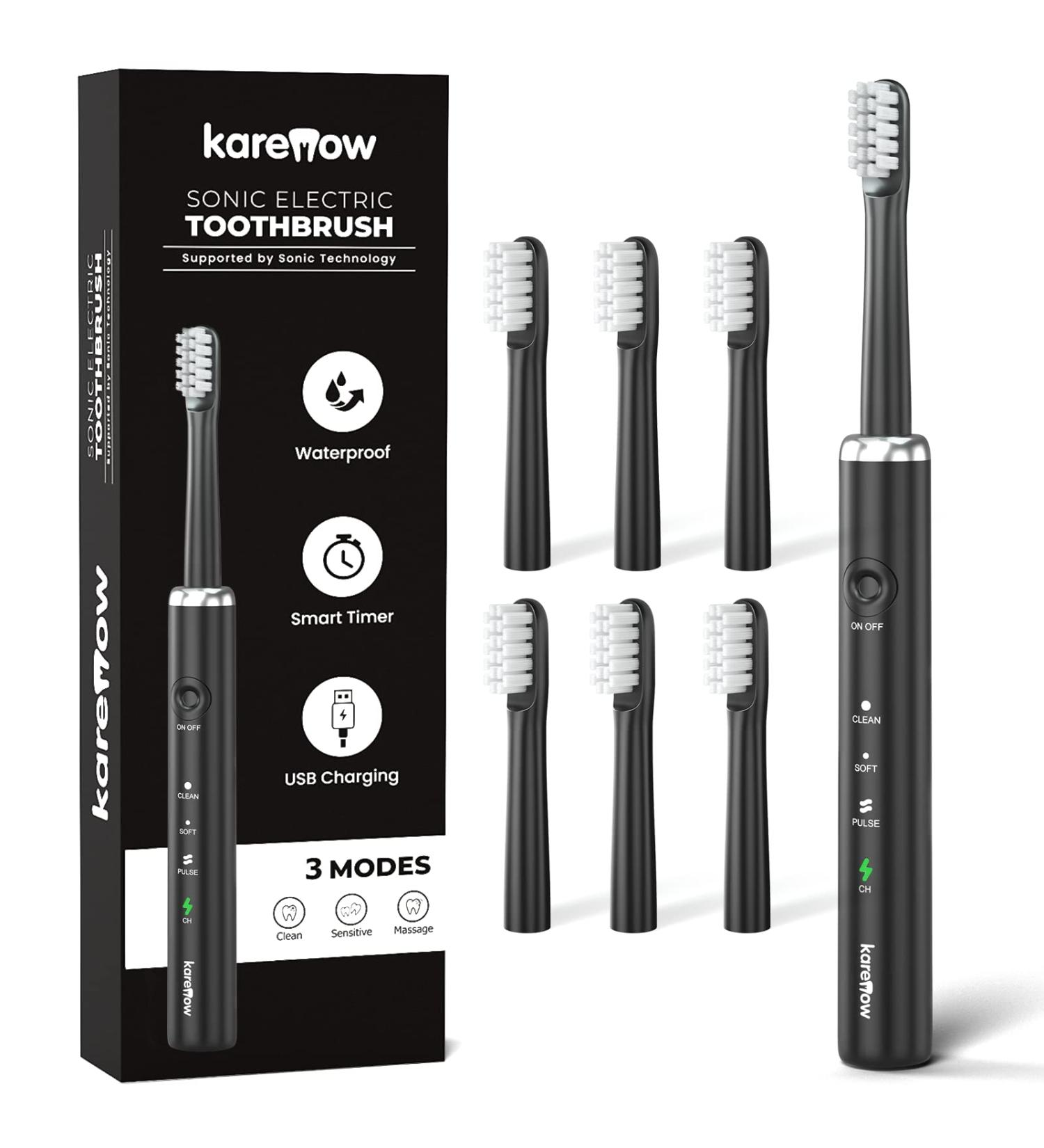Electric Toothbrush with 6 Brush Heads | Rechargeable & Waterproof | Smart Timer | Fast Charge - 60 Days Battery Life - Buy Online on GoSupps.com