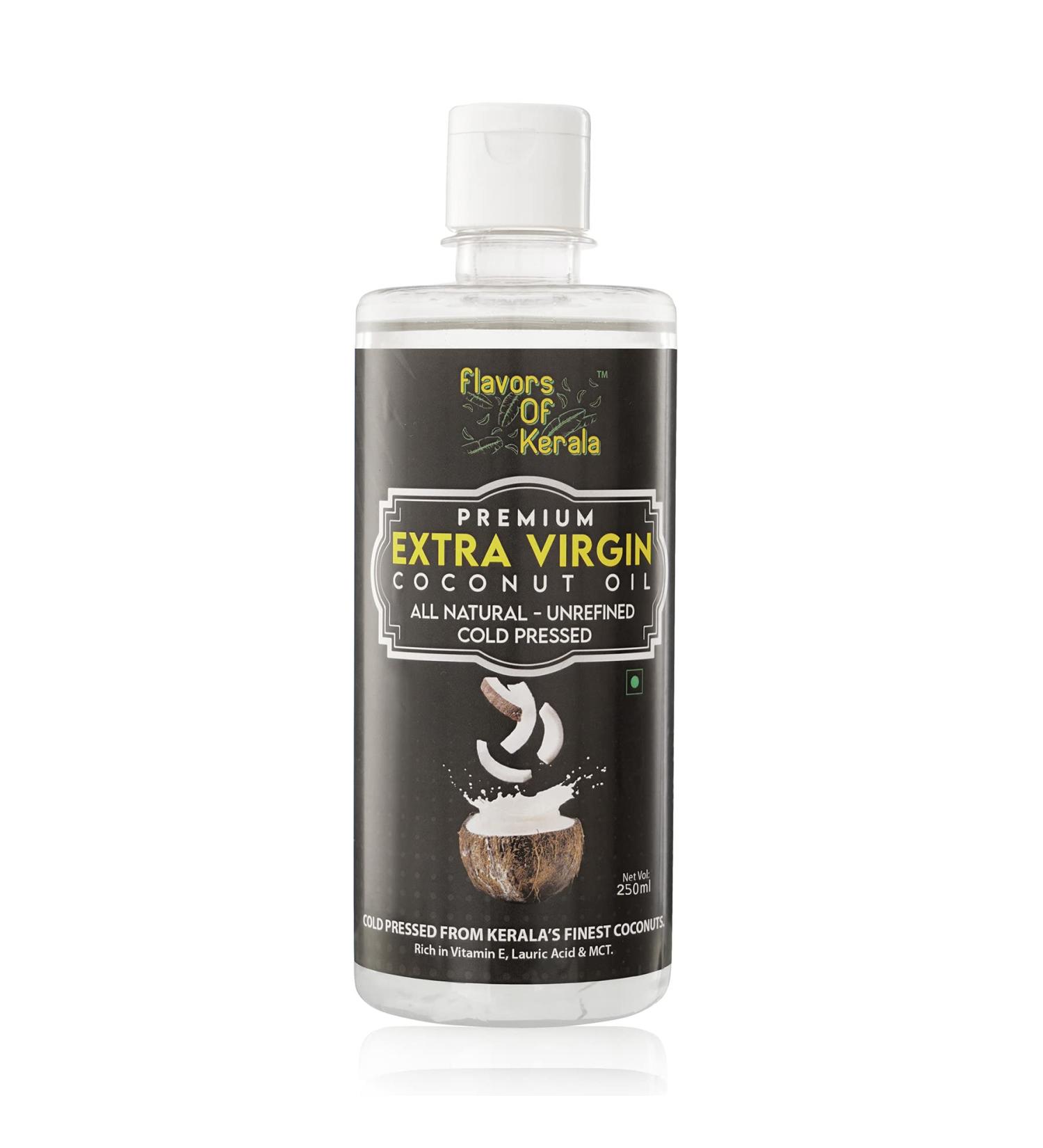 FLAVORS OF KERALA (FOK) | Authentic Kerala Cold Pressed Extra Virgin Coconut Oil - Natural & Unrefined (250 ML) - Buy Online on GoSupps.com