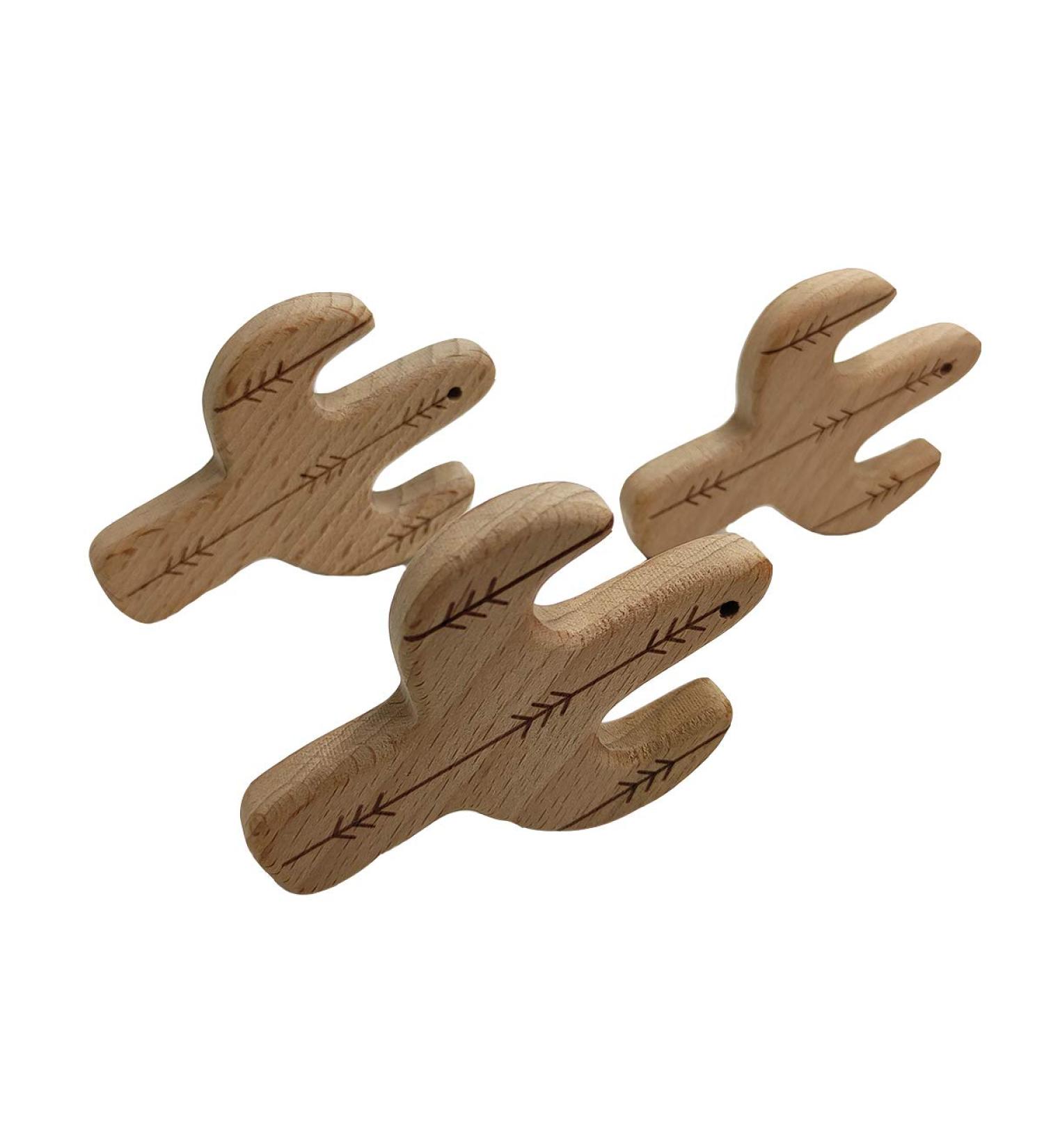 10pcs Cartoon Cactus Wood Pendant - Handmade Beech Wooden DIY Necklace Charm - Buy Online on GoSupps.com