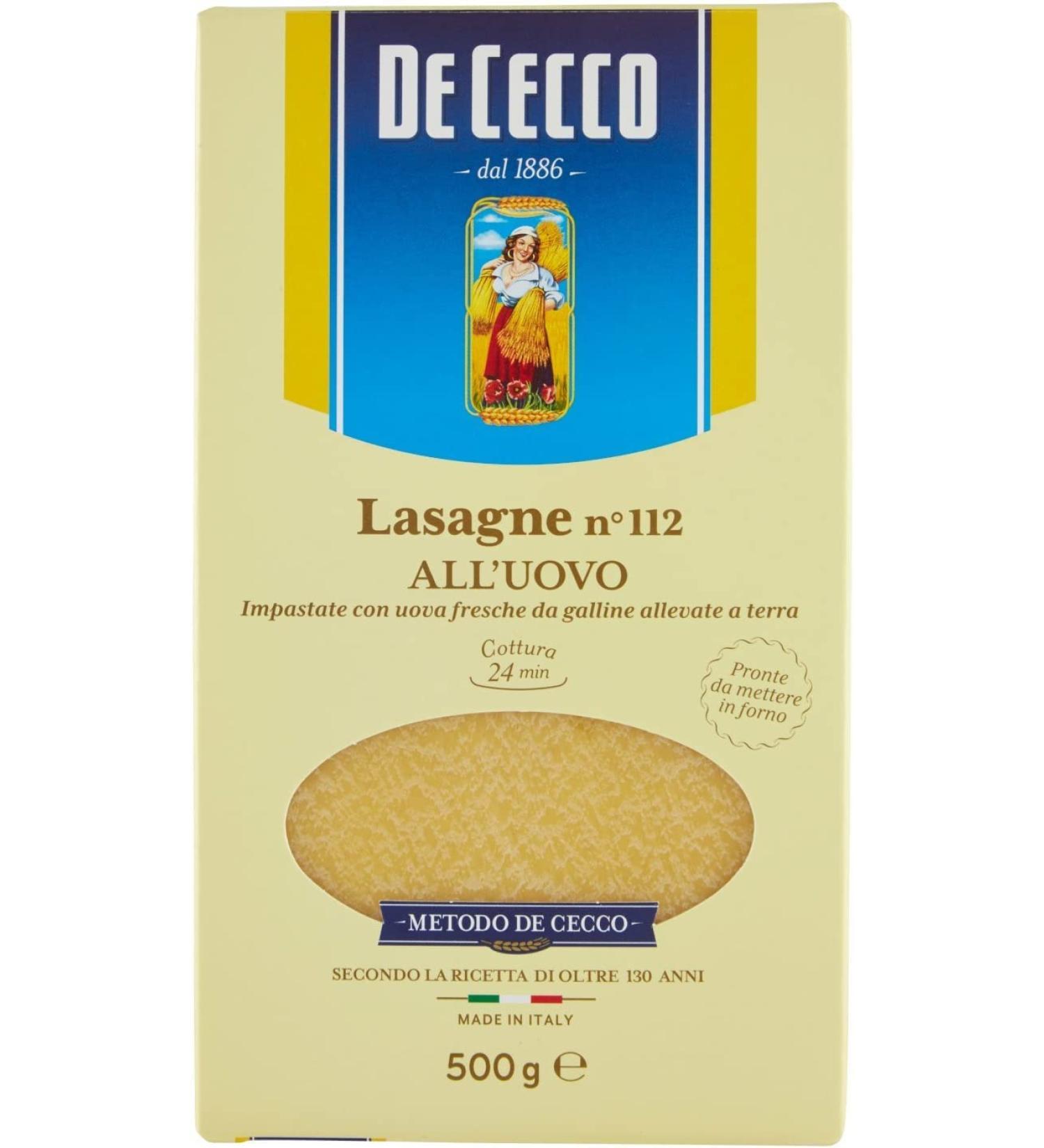  Italian Gourmet E.R. De Cecco Lasagna All'uovo Lot de 5 p tes avec uf n 112 500 g + polpa Italian Gourmet 500 g - Buy Online on GoSupps.com