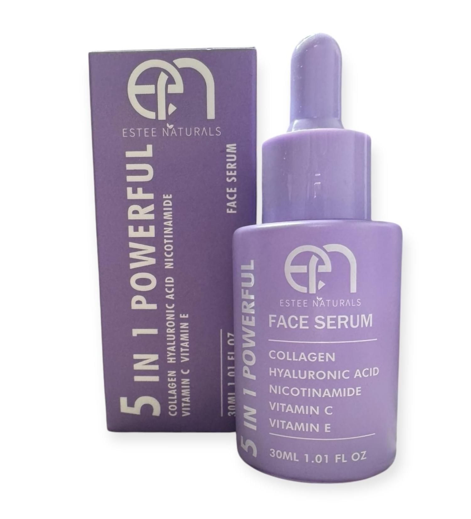 Estee Naturals Face Serum Collagen Hyaluronic Acid Nicotinamide Vitamin C Vitamin E 30mL - Buy Online on GoSupps.com