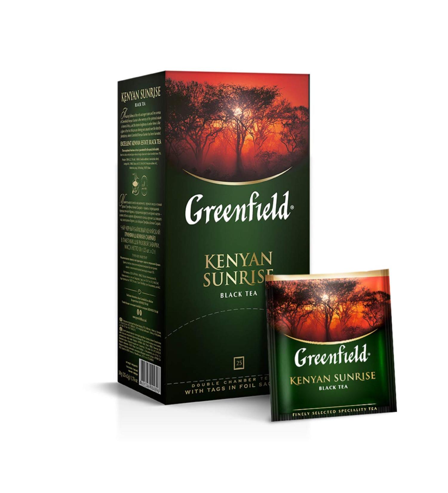 Greenfield Black Tea Kenyan Sunrise 25 Teabags in a Box - Buy Online on GoSupps.com