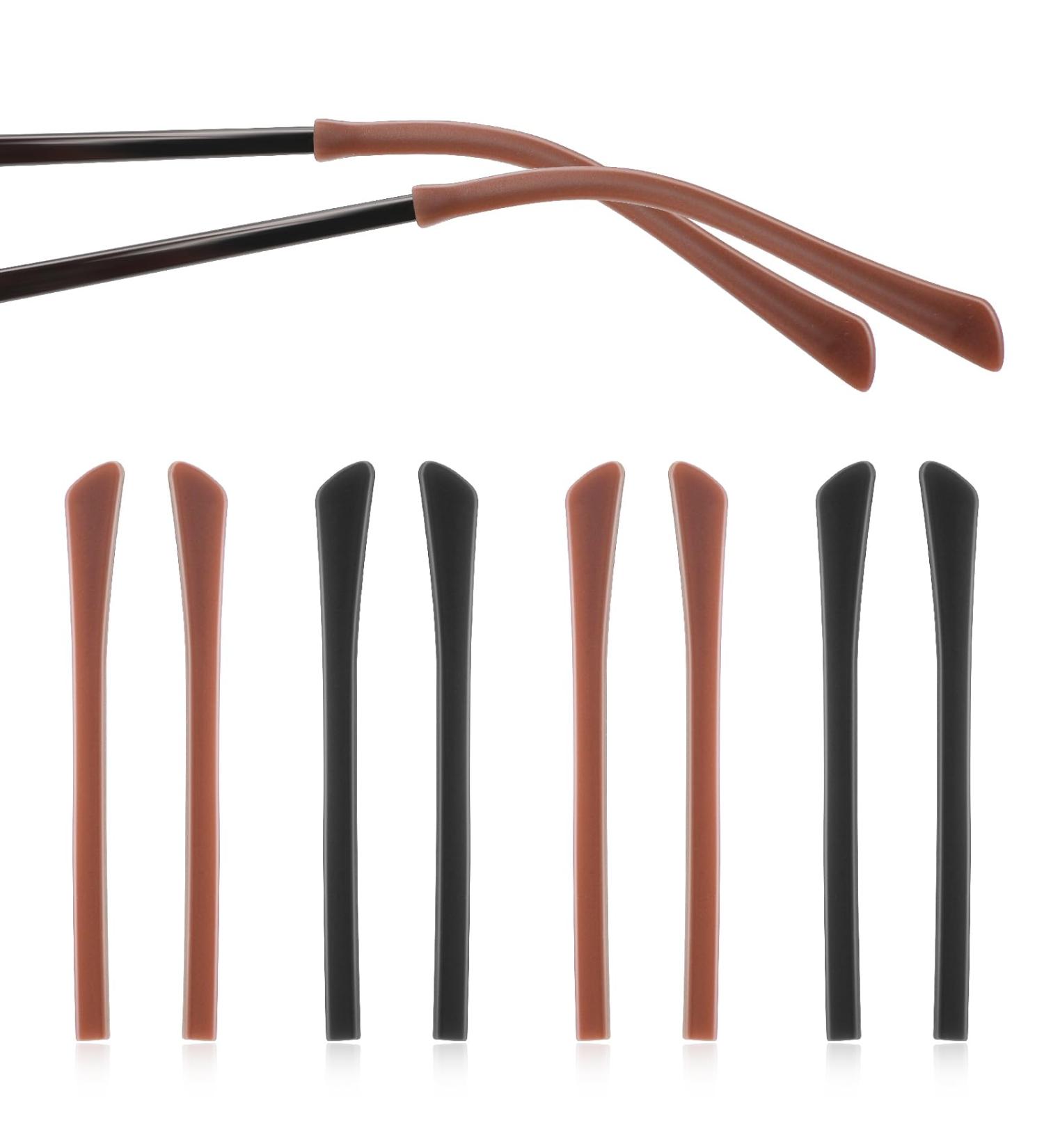 Aster 8 Pairs Anti-Slip Silicone Glasses Bracket Covers - Rubber End Caps for Sports & Reading Glasses (Black/Brown) - International Shipping Available - Buy Online on GoSupps.com