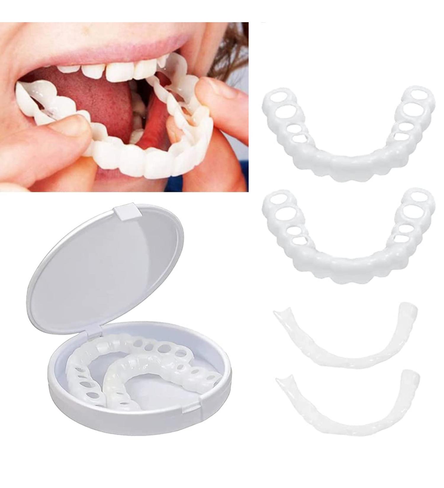 Dentures Fake Smile Teeth - Moldable & Customizable Top Teeth for Instant Snap On - Temporary Solution for Confidence Smile (3 Boxes) - Buy Online on GoSupps.com