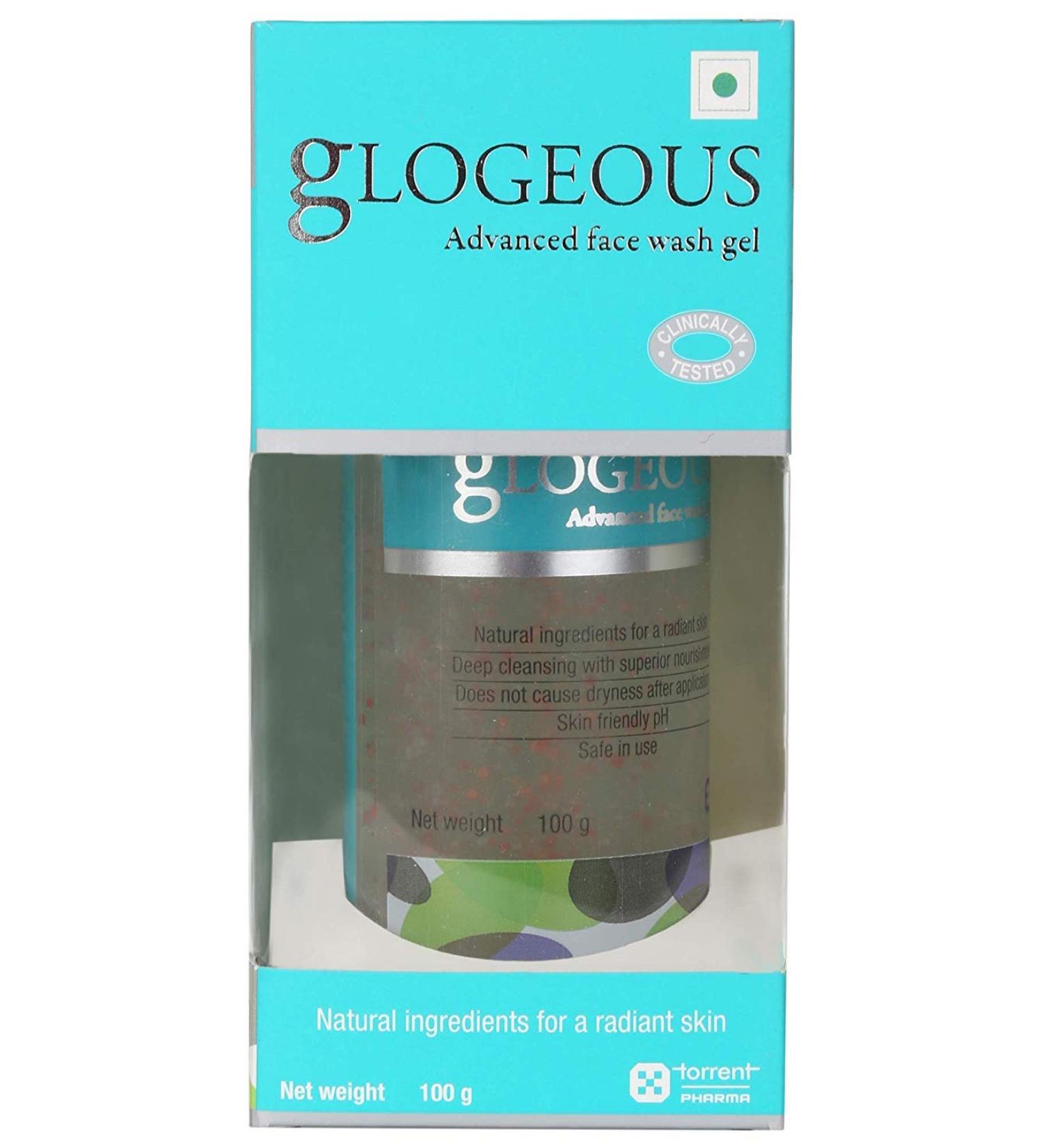 Buy GLOGEOUS Face Wash 100GM Gel - Aloe Vera Glycolic Acid & Vitamin E for Glowing Skin - International Shipping Available - Buy Online on GoSupps.com