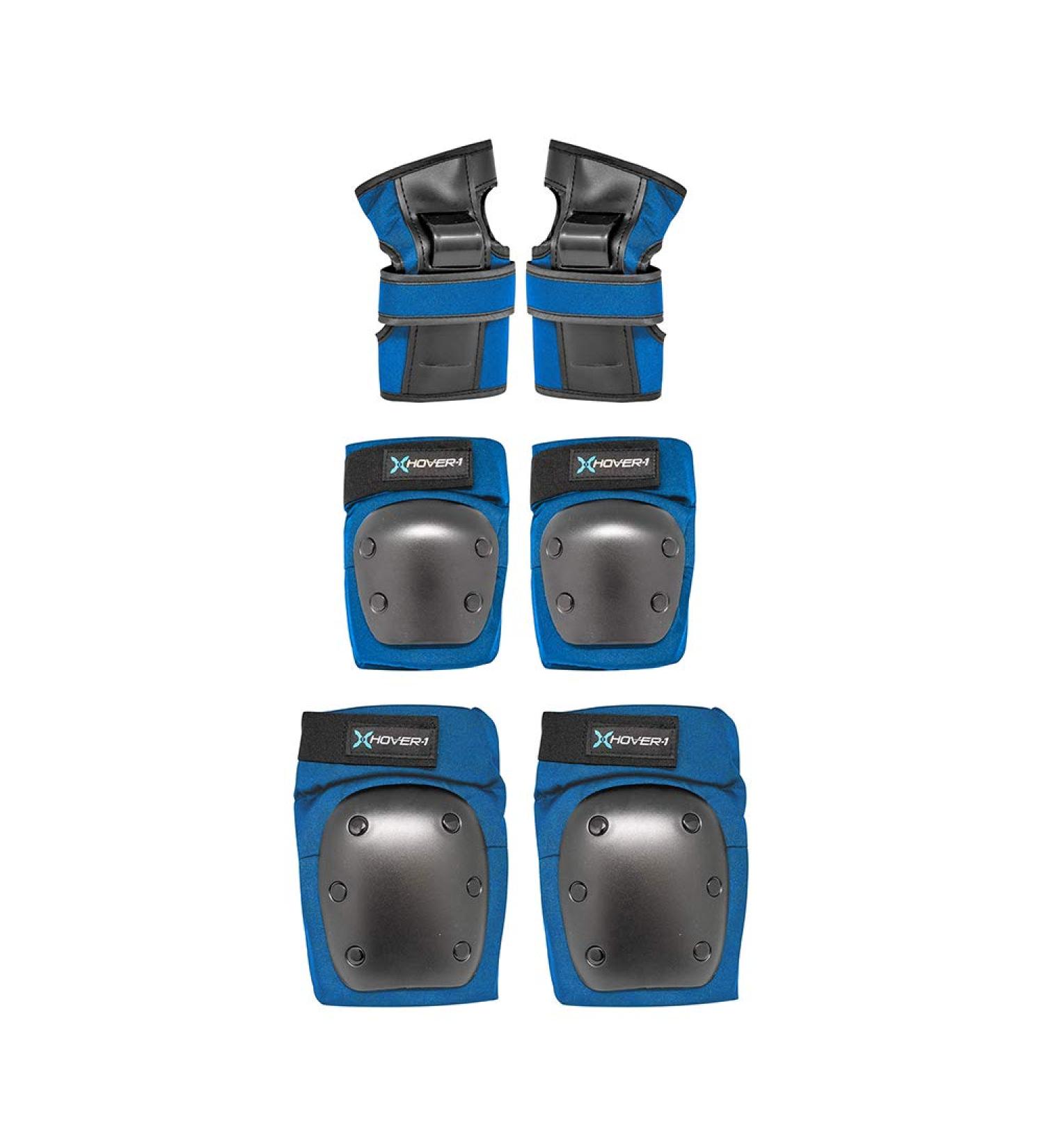 Hover-1 Youth Protective Elbow Pads Set - Hard Shell Impact Resistant Knee Pads & Wrist Guards with EVA Foam Padding, Blue - Ages 8 - Buy Online on GoSupps.com