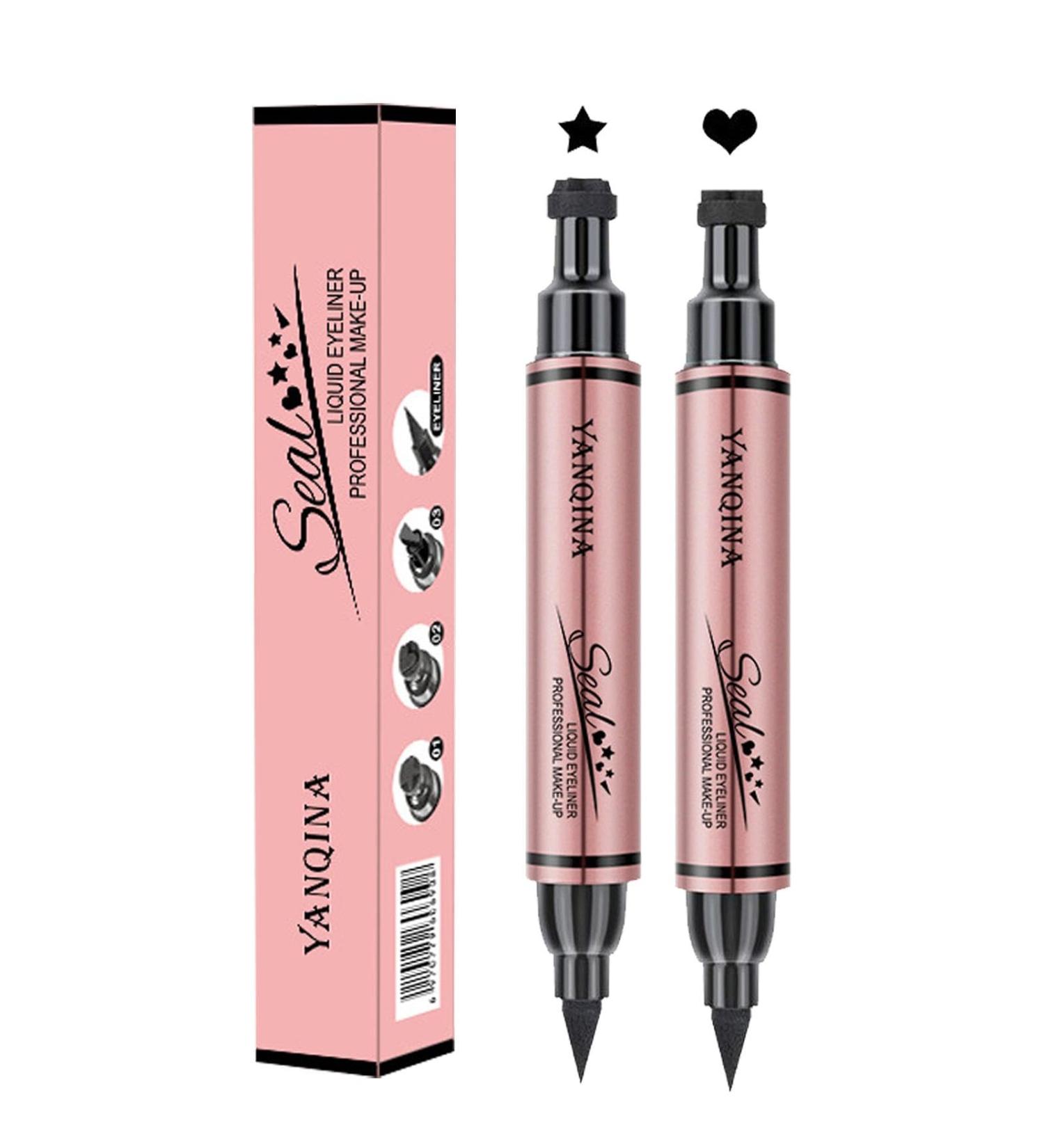 Heart Eye Liner Stamp | Eye Liner with Stamp Waterproof Perfect Wing Cat Eye Liner Long-Lasting Wing Eye Liner Stamp for Eye Face Makeup - Buy Online on GoSupps.com