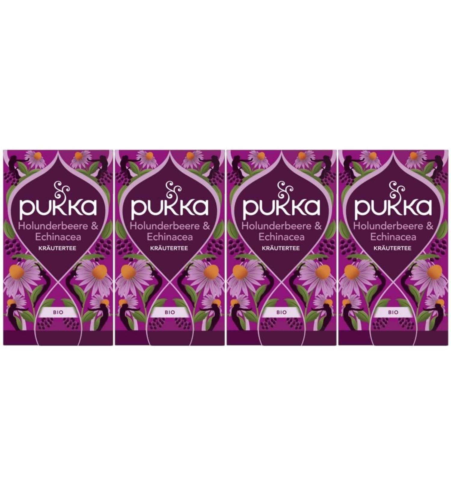 Pukka | Th aux fruits bio Sureau & Echinacea | Sureau Echinacea Graines d'anis et Gingembre | Pour des moments forts au quotidien | Lot de 4 | 80 sachets de th  - Buy Online on GoSupps.com