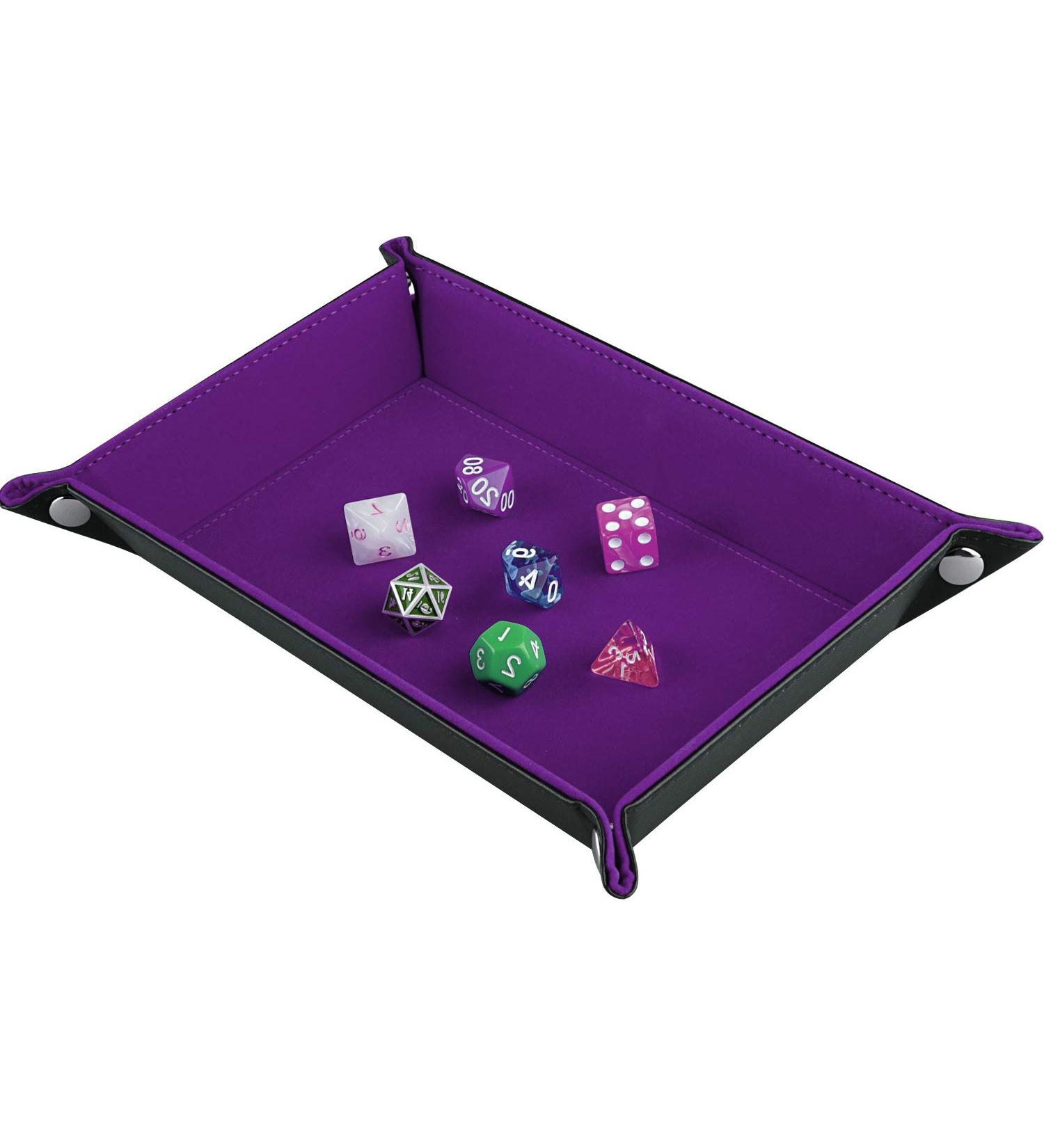 SIQUK Double Sided Dice Tray - Folding PU Leather & Dark Violet Velvet Holder - Buy Online on GoSupps.com