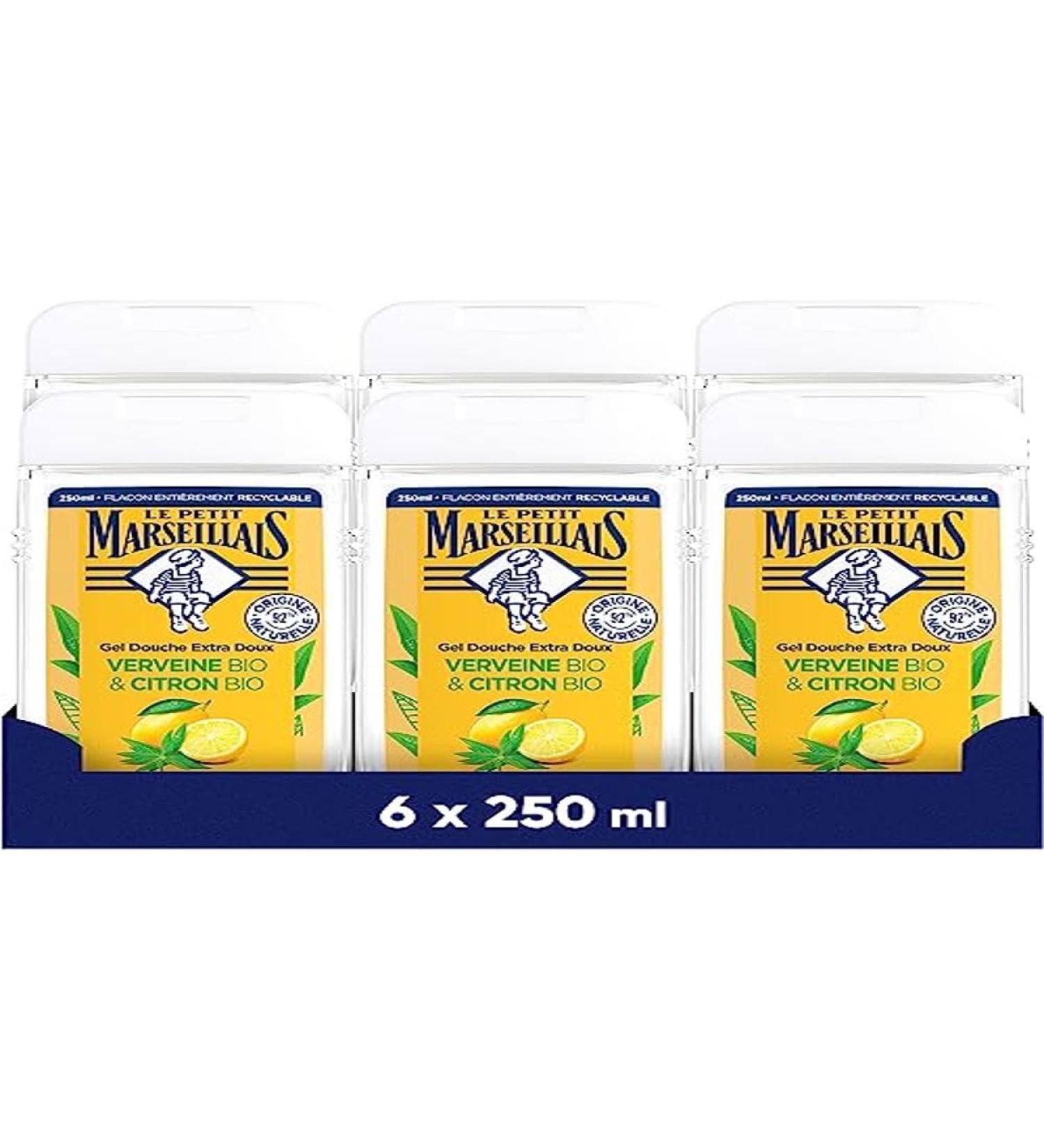 Le Petit Marseillais Le Petit Marseillais - Organic Verbena & Lemon Extra Gentle Shower Gel (6 x 250 ml bottles) 92% ingredients of natural orig