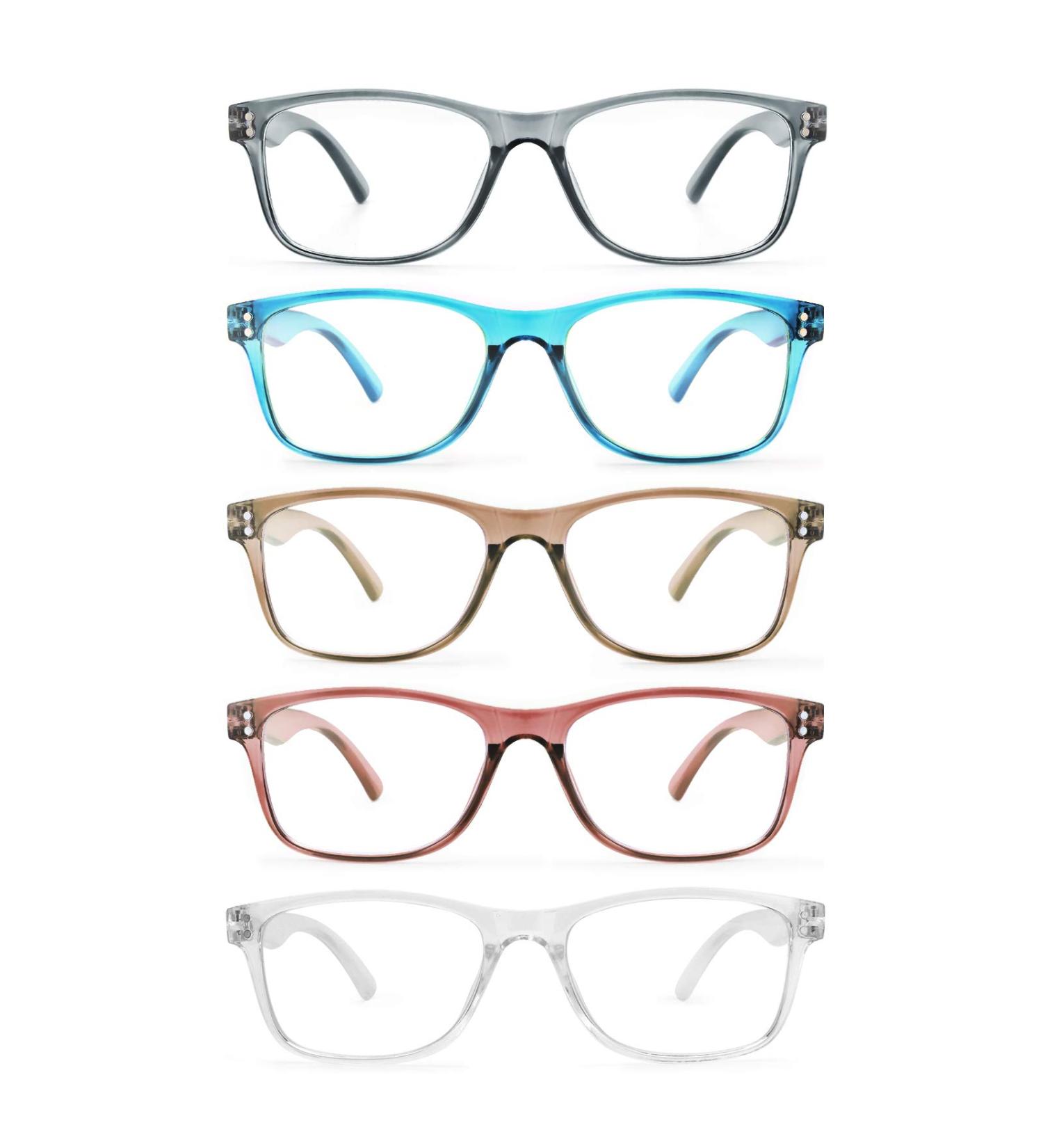 Fetrrc Blue Light Blocking Reading Glasses 1.75 x - 5 Pairs Mix for Women/Men | Anti Glare & Fatigue Relief Square Eyeglasses - Buy Online on GoSupps.com
