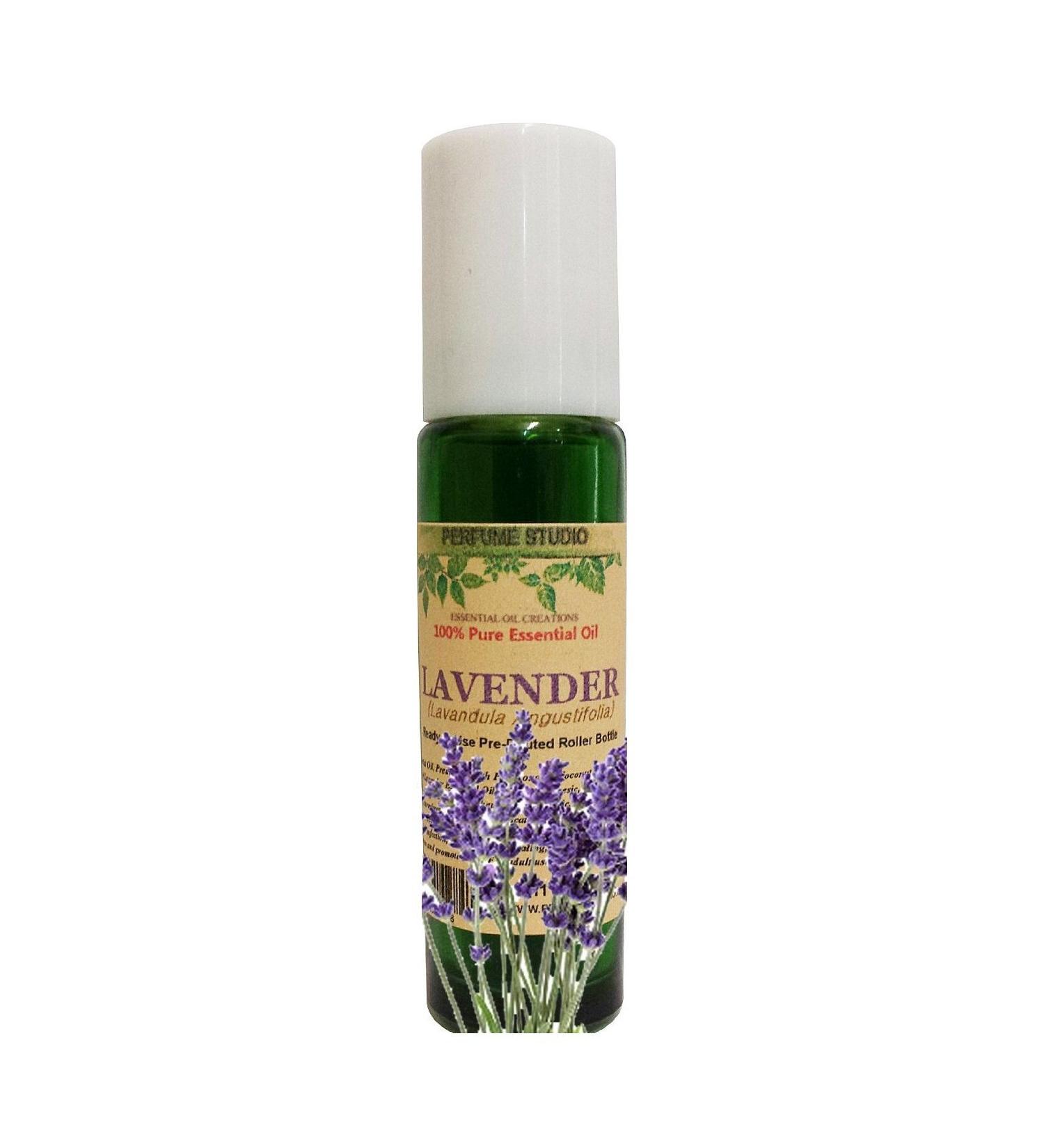 Lavender Essential Oil Roll On. Ready to Use - Prediluted with Fractionated Coconut Oil in a 10 ML Glass Roller Bottle