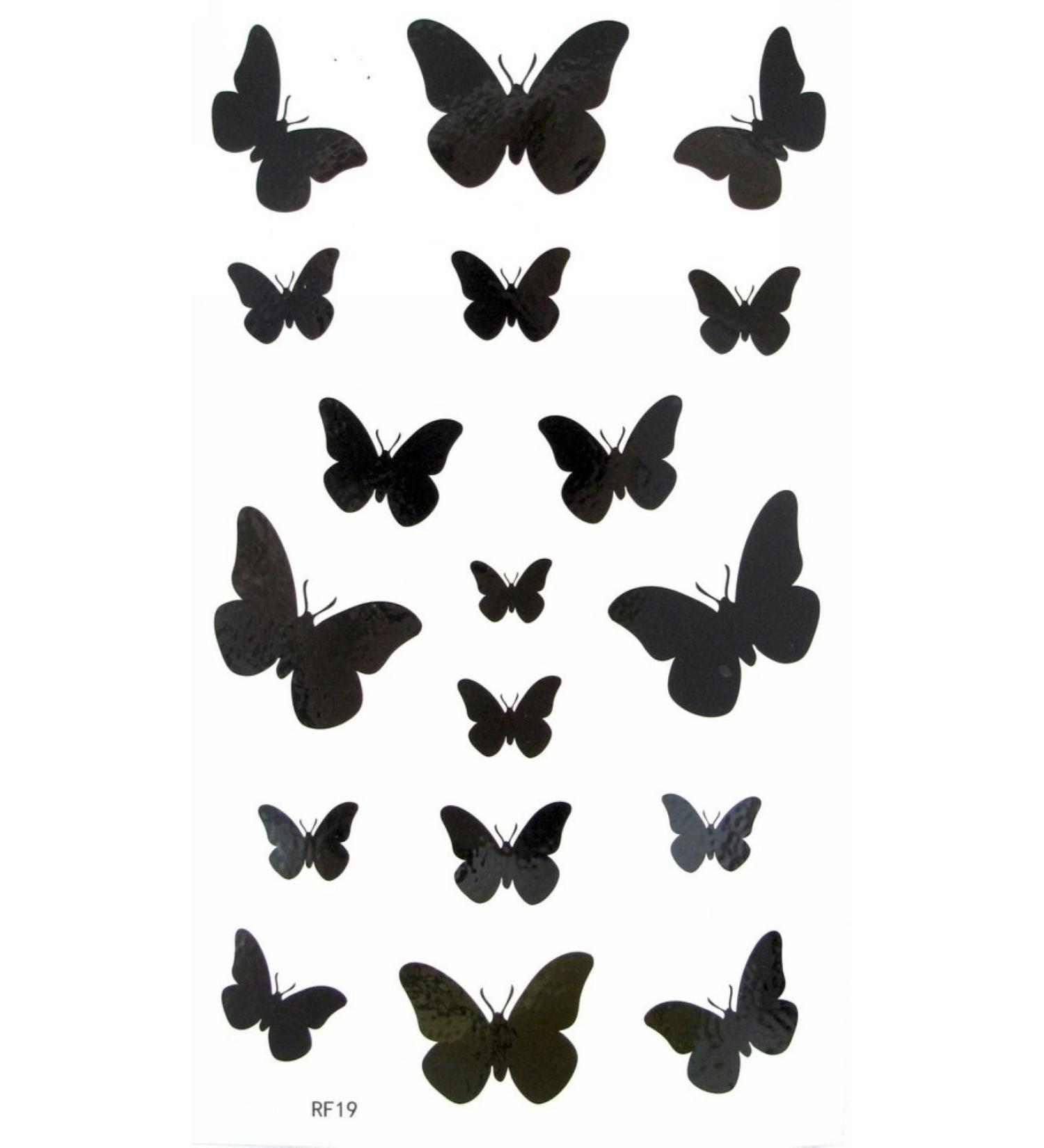 MapofBeauty Black Fly Butterfly Waterproof Temporary Tattoo Body Art Sticker(2 pcs/lot) Blcak/8